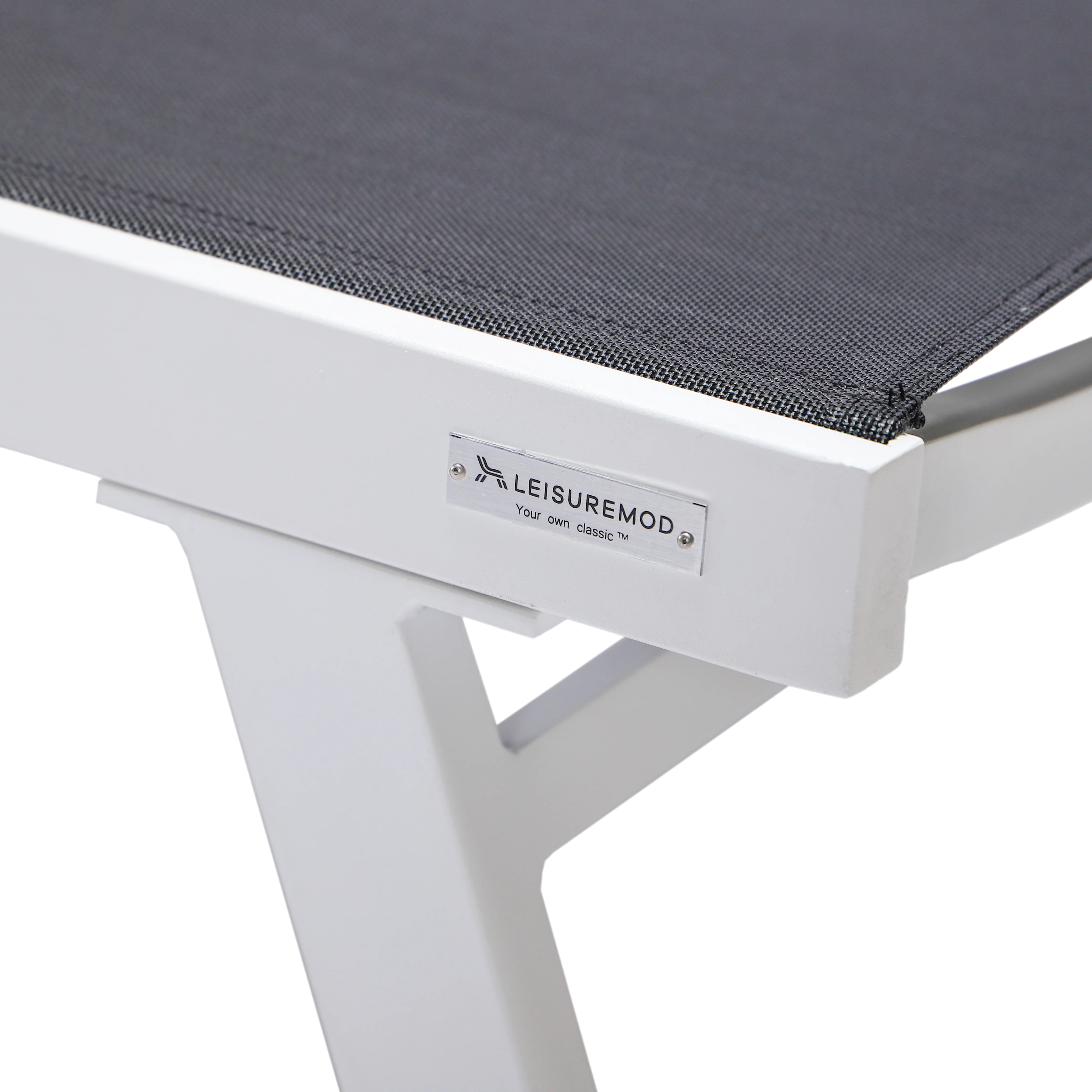 Marlin Patio Chaise Lounge Chair With Armrests in White Aluminum Frame