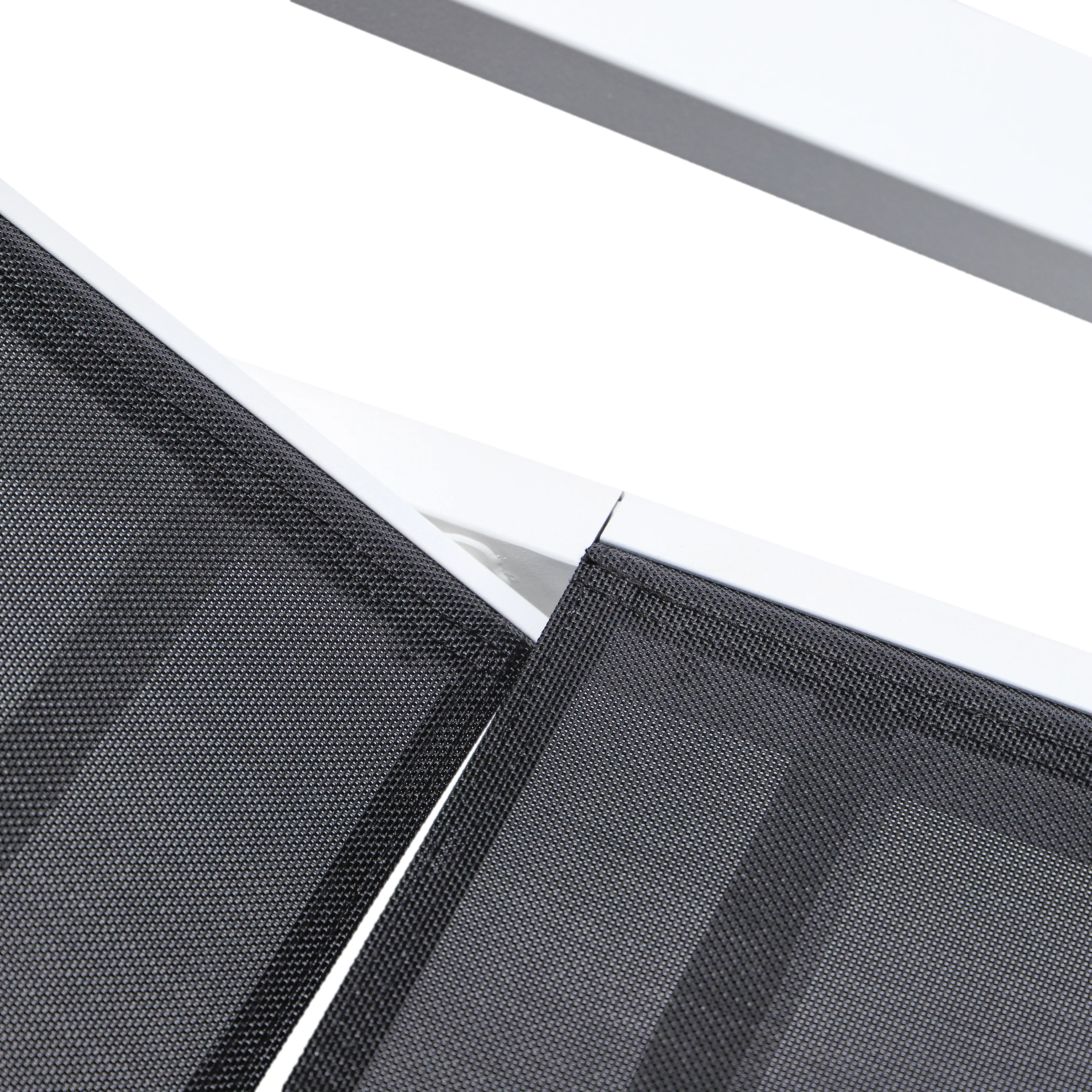 Marlin Patio Chaise Lounge Chair With Armrests in White Aluminum Frame, Set of 2 in Black