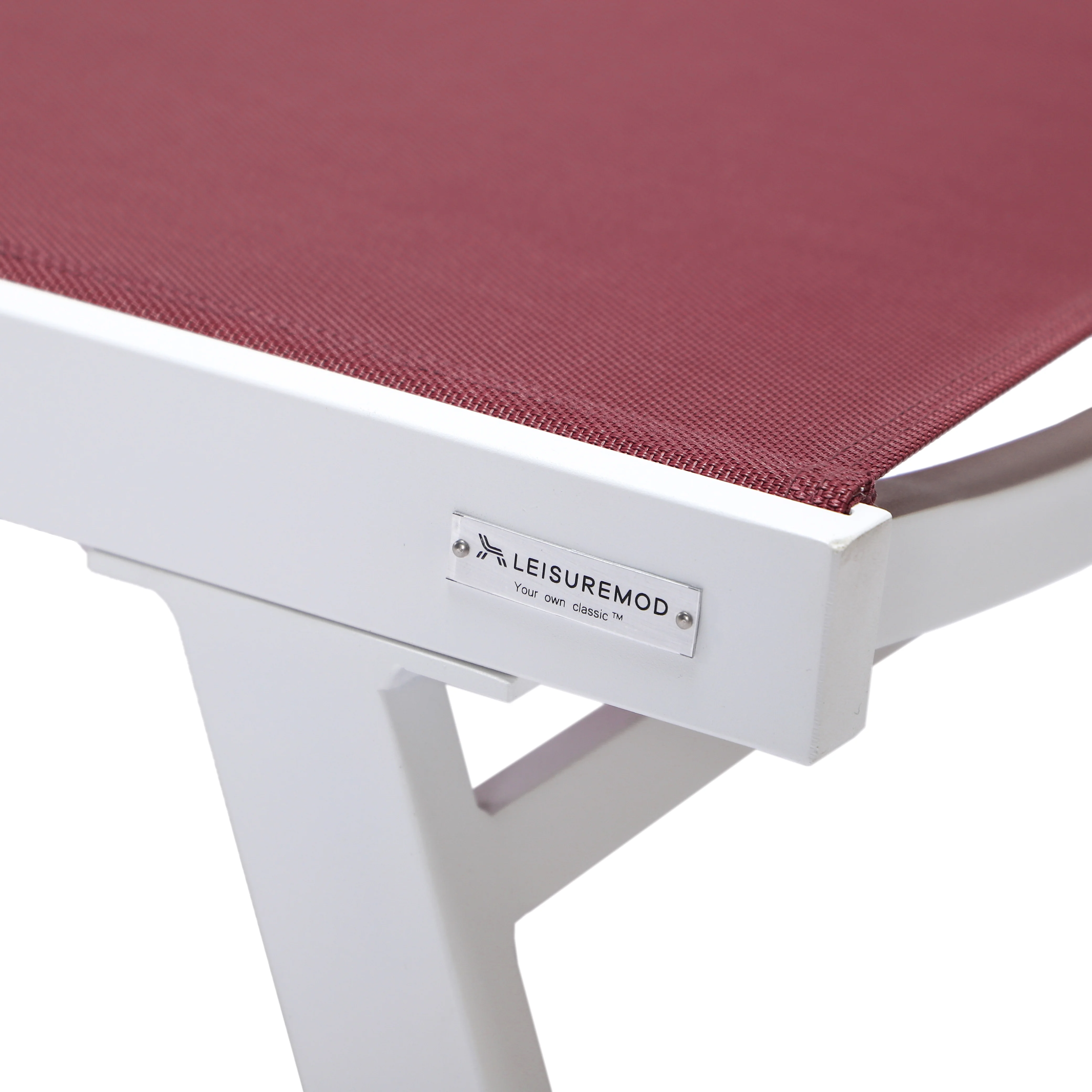 Marlin Patio Chaise Lounge Chair With Armrests in White Aluminum Frame