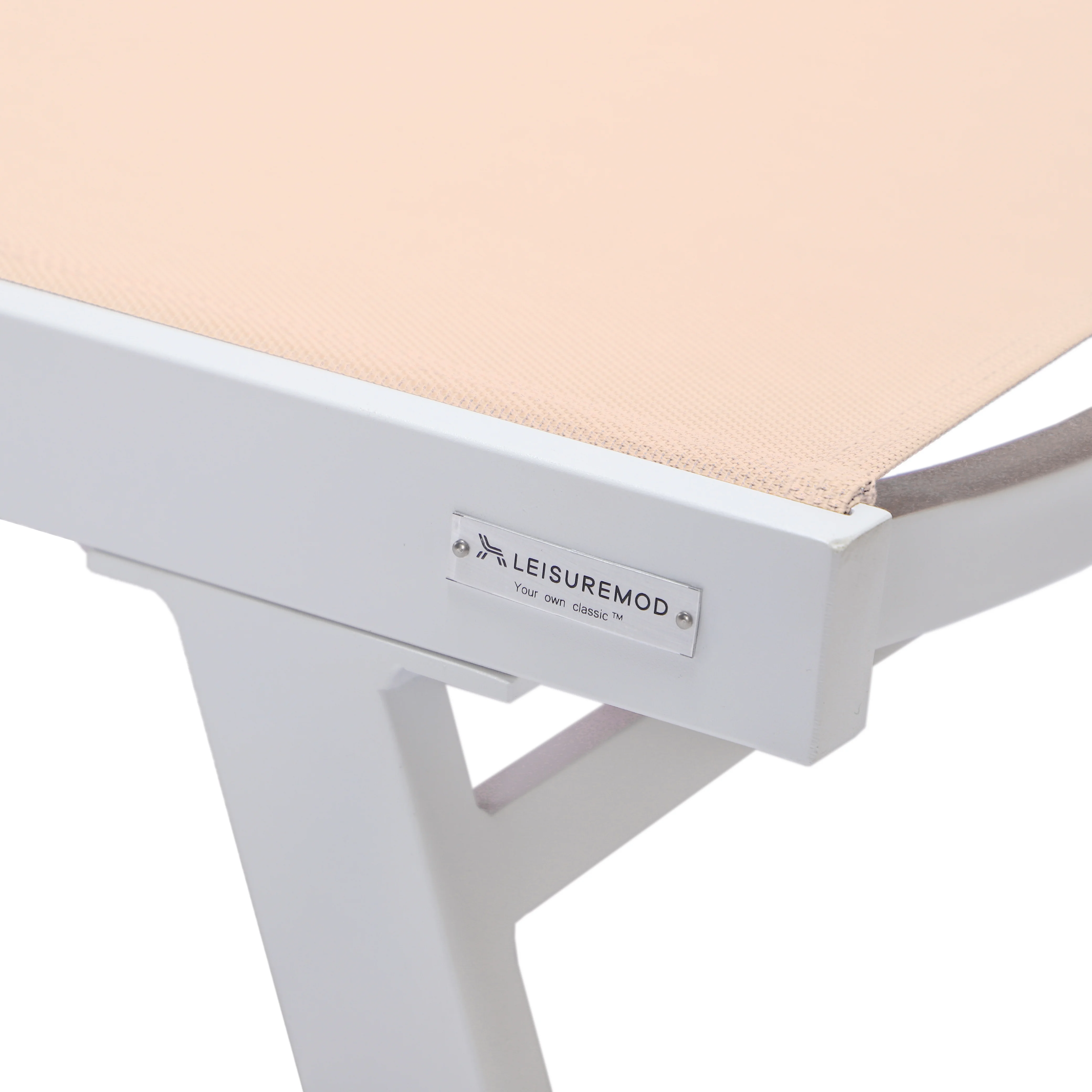 Marlin Patio Chaise Lounge Chair With Armrests in White Aluminum Frame