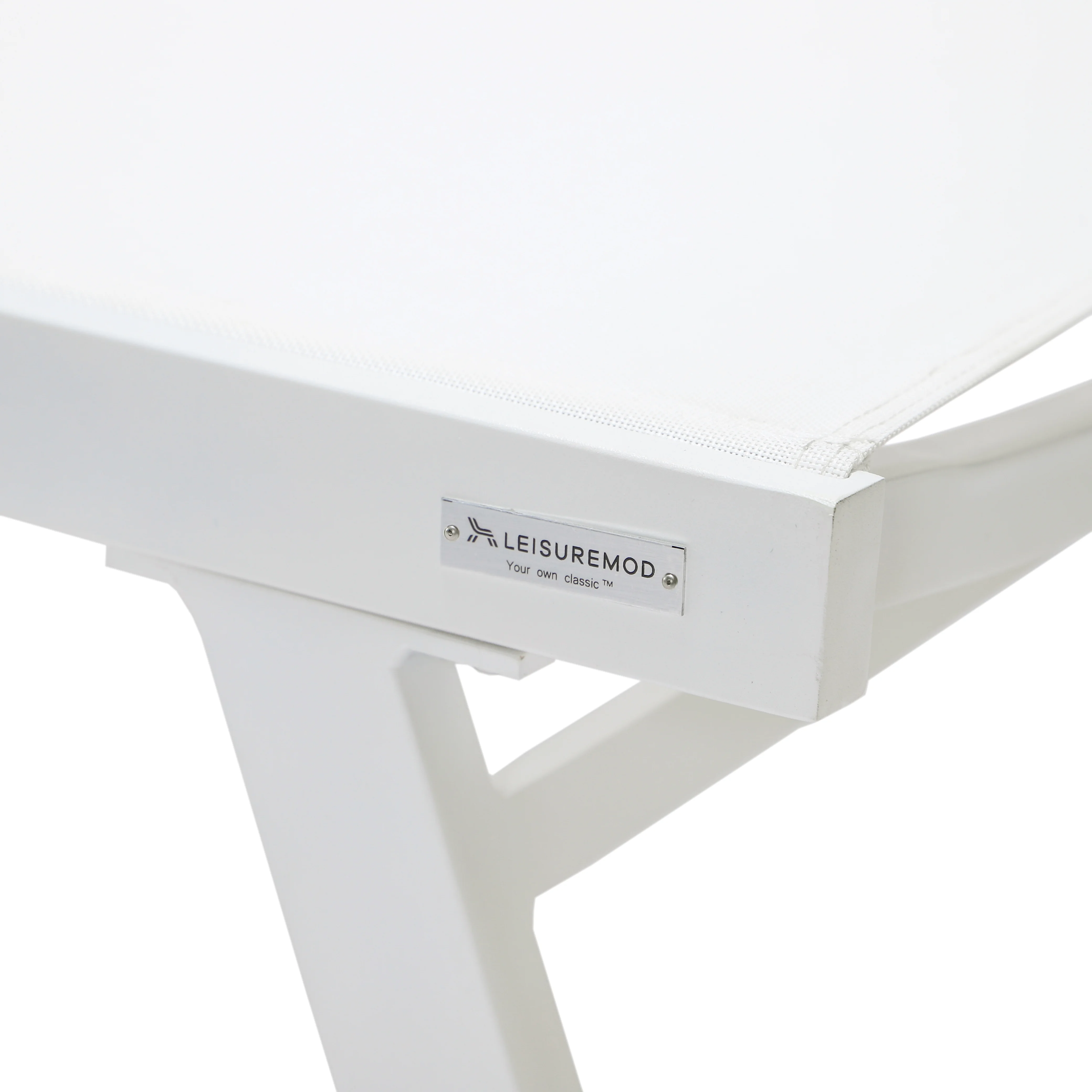 Marlin Patio Chaise Lounge Chair With Armrests in White Aluminum Frame