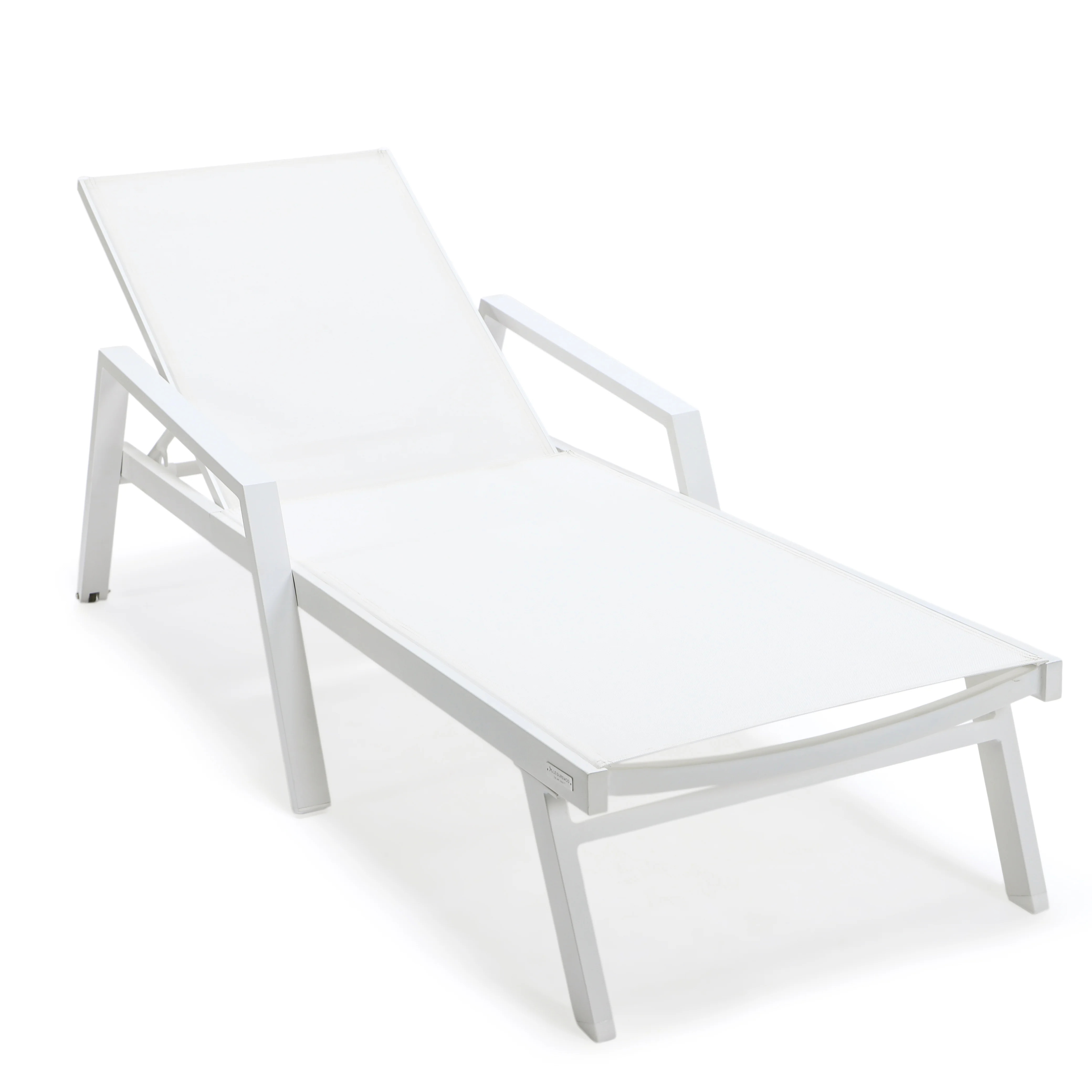 Marlin Patio Chaise Lounge Chair With Armrests in White Aluminum Frame