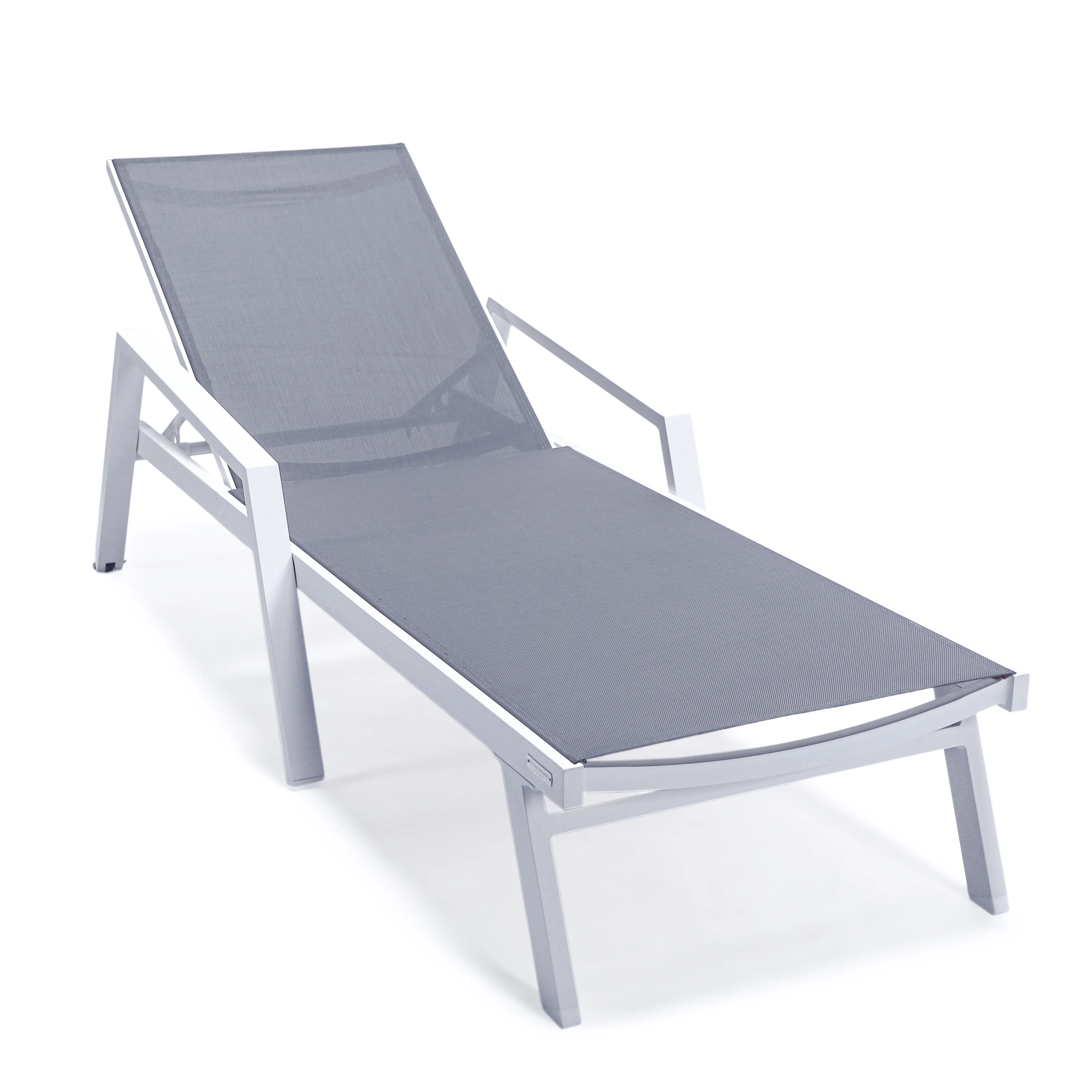 Marlin Modern Aluminum Outdoor Patio Chaise Lounge Chair With Arms Set of 2 with Square Fire Pit Side Table Perfect for Patio, Lawn, and Garden