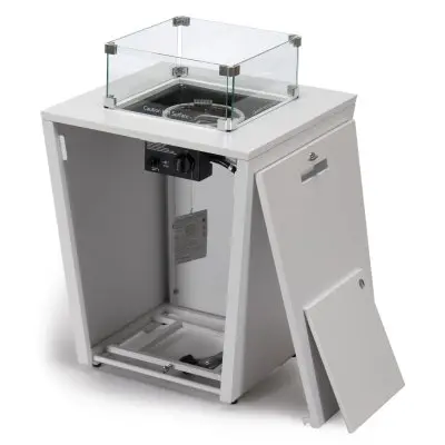 Marlin Modern Aluminum Outdoor Patio Chaise Lounge Chair With Arms Set of 2 with Square Fire Pit Side Table Perfect for Patio, Lawn, and Garden