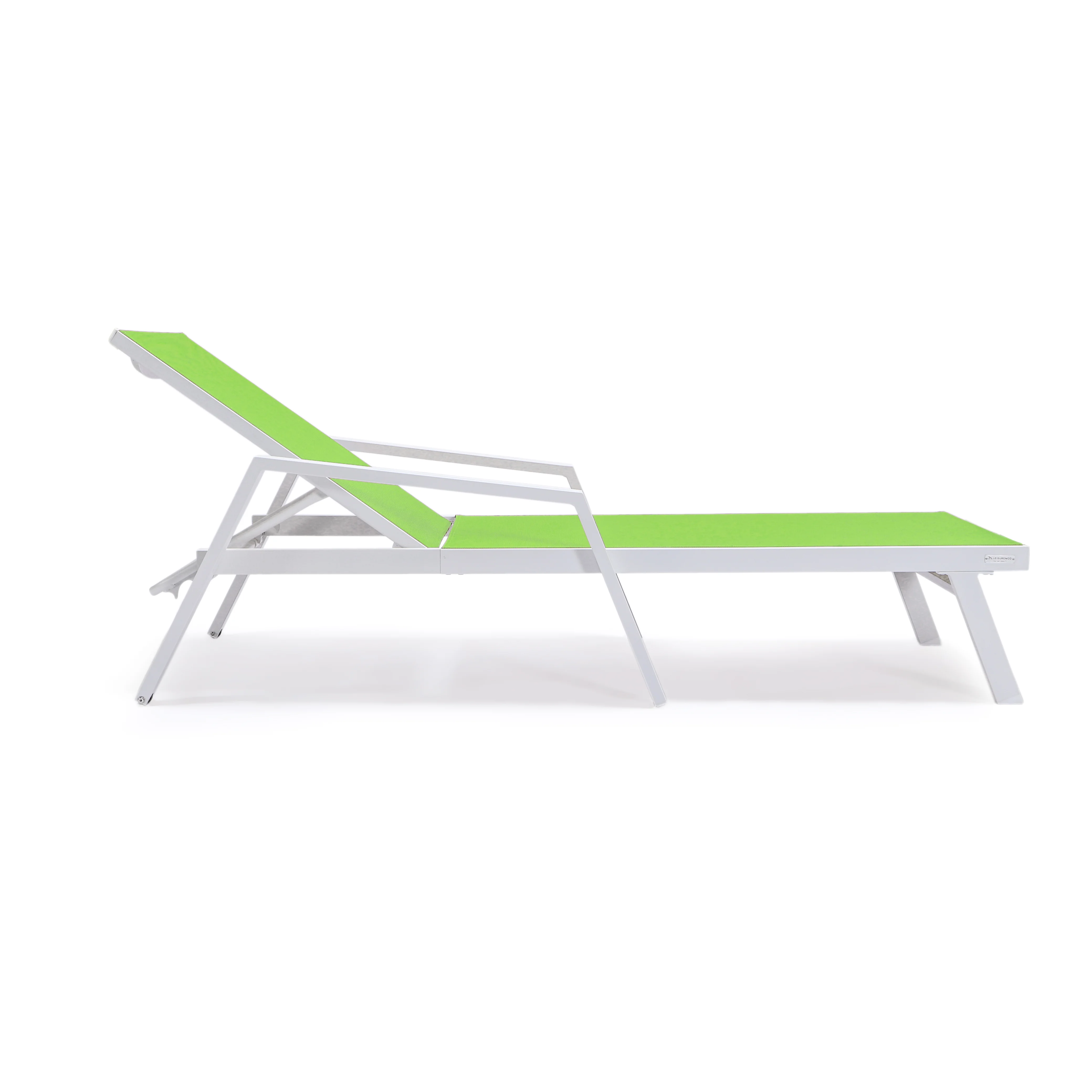 Marlin Modern Aluminum Outdoor Patio Chaise Lounge Chair With Arms Set of 2 with Square Fire Pit Side Table Perfect for Patio, Lawn, and Garden