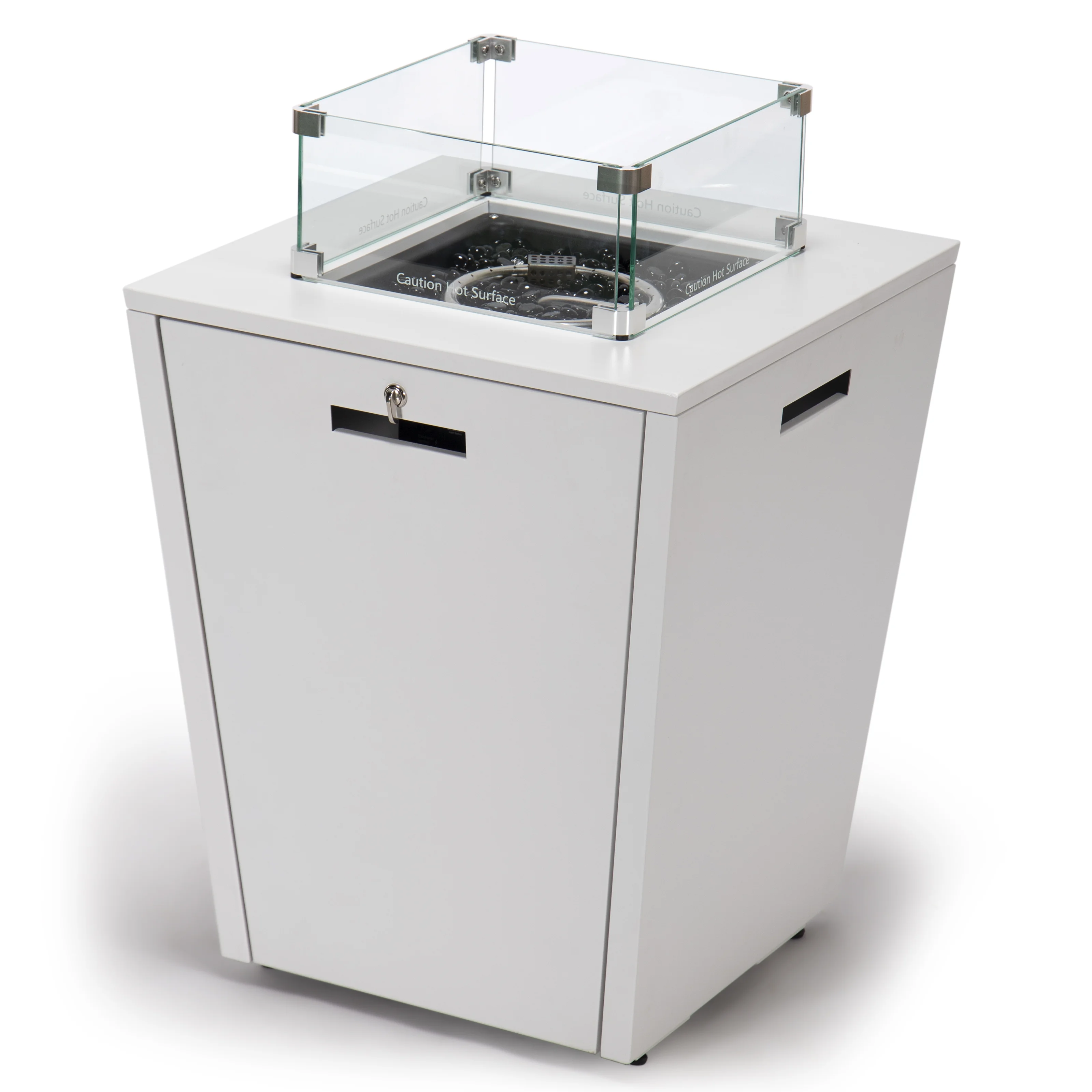 Marlin Modern Aluminum Outdoor Patio Chaise Lounge Chair With Arms Set of 2 with Square Fire Pit Side Table Perfect for Patio, Lawn, and Garden