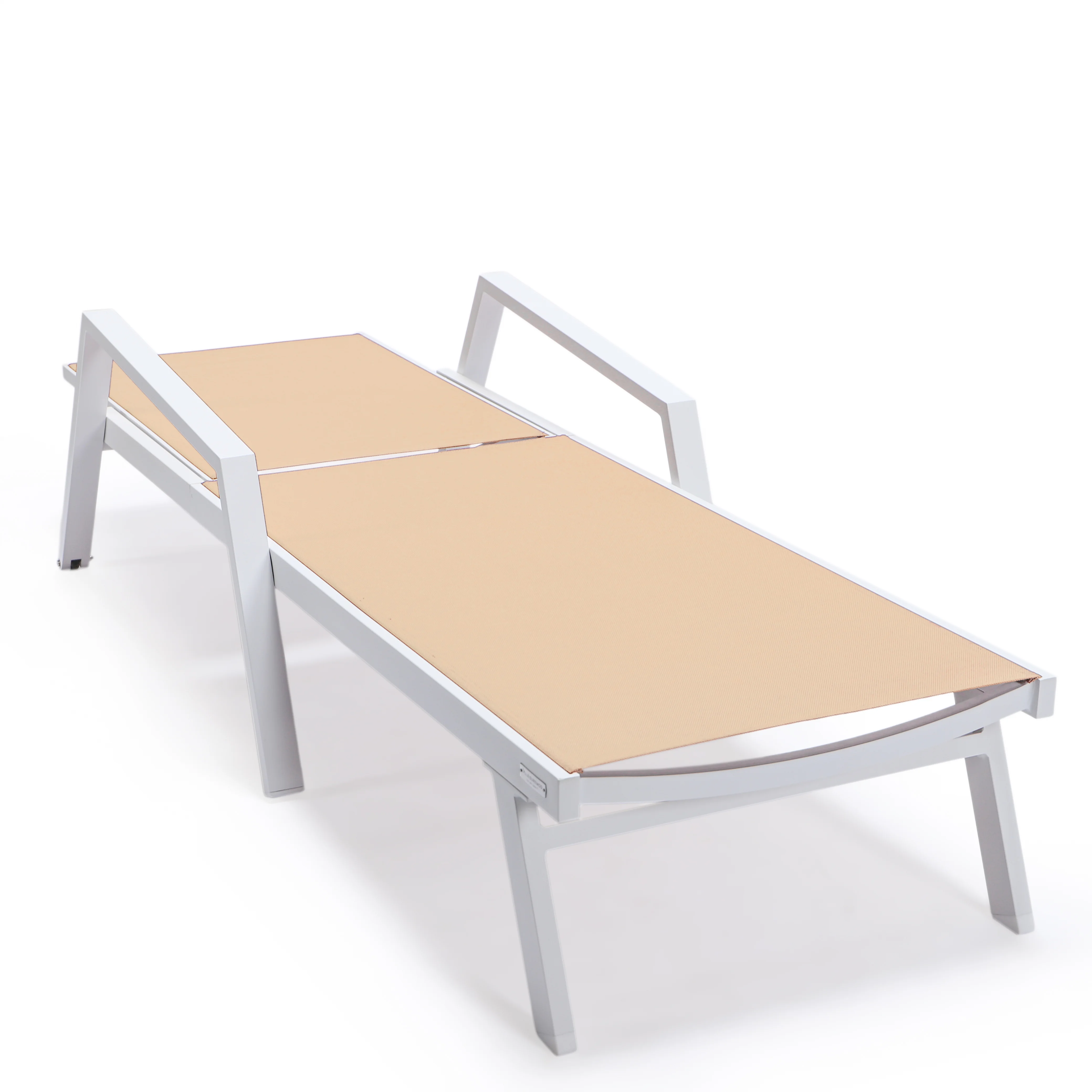 Marlin Modern Aluminum Outdoor Patio Chaise Lounge Chair With Arms Set of 2 with Square Fire Pit Side Table Perfect for Patio, Lawn, and Garden