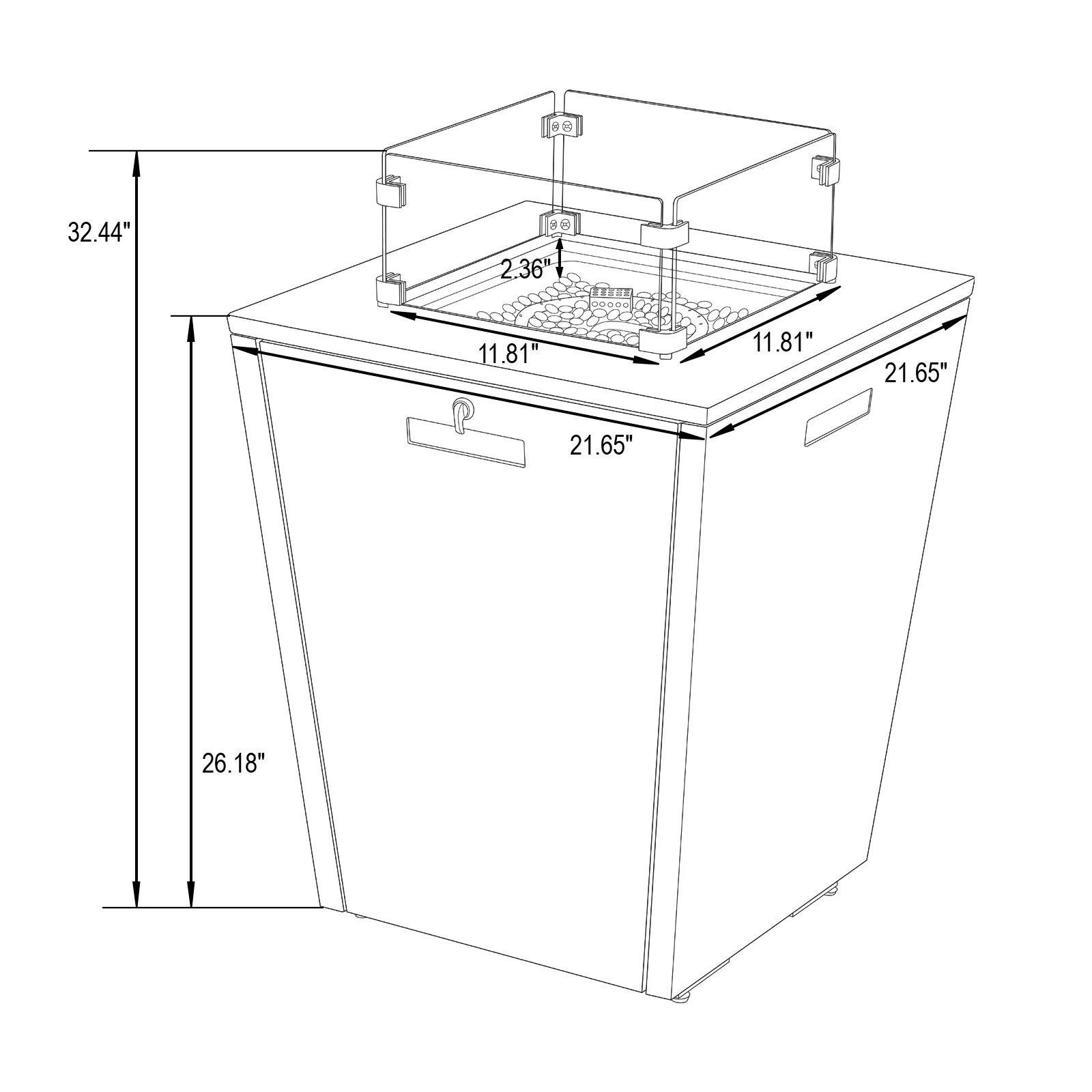 Marlin Modern White Aluminum Outdoor Patio Chaise Lounge Chair With Arms and Square Fire Pit Side Table Perfect for Patio, Lawn, and Garden