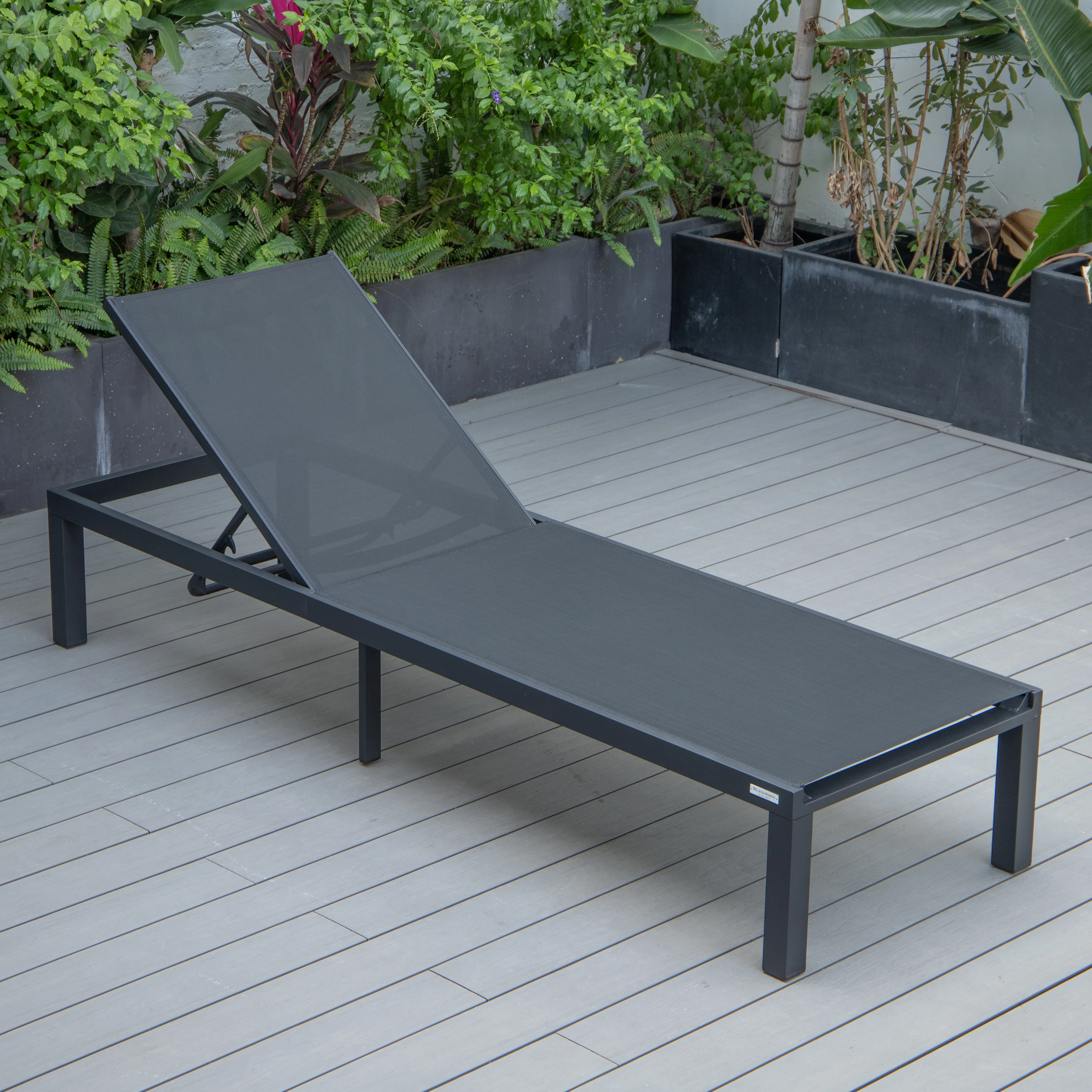 Marlin Patio Chaise Lounge Chair With Black Aluminum Frame