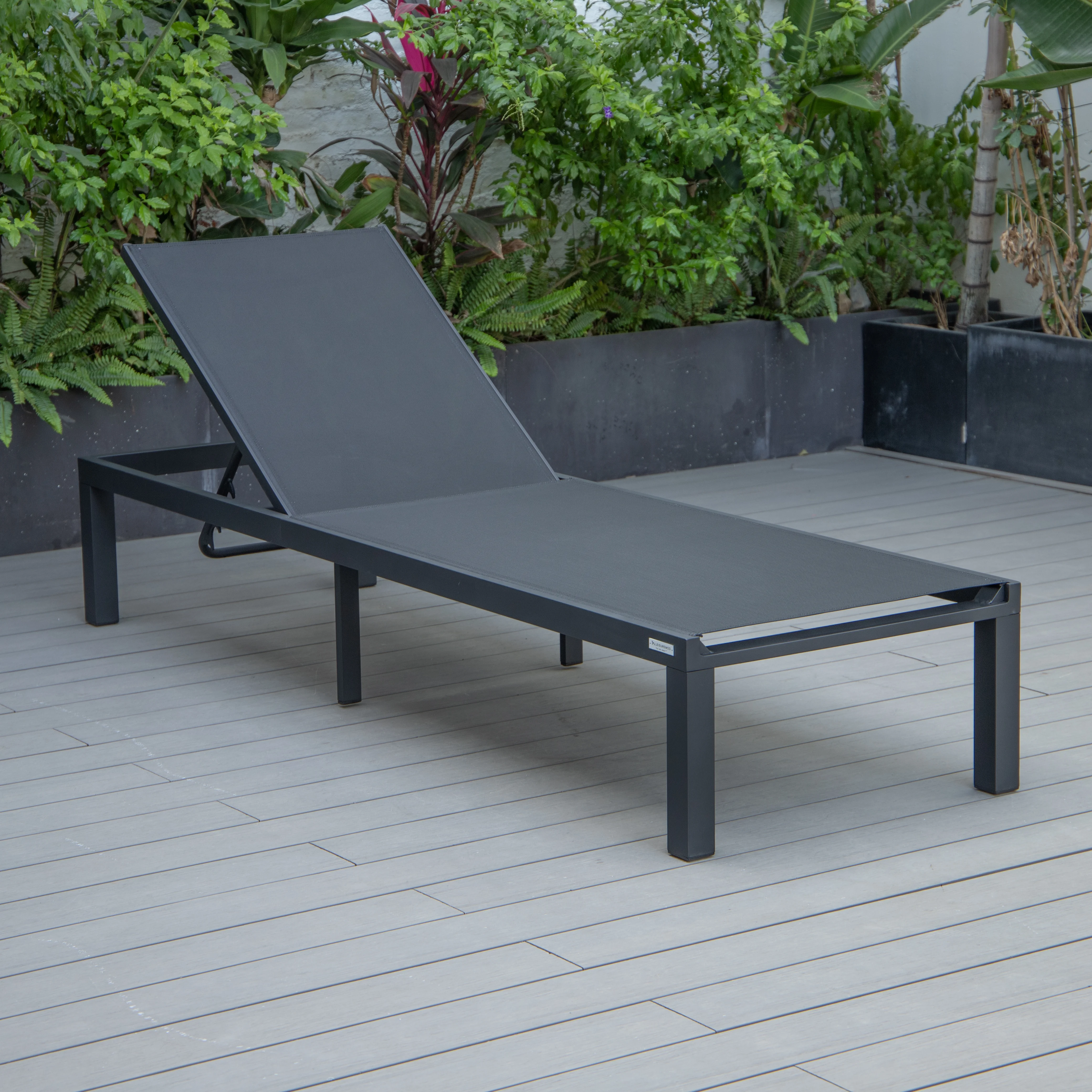Marlin Patio Chaise Lounge Chair With Black Aluminum Frame
