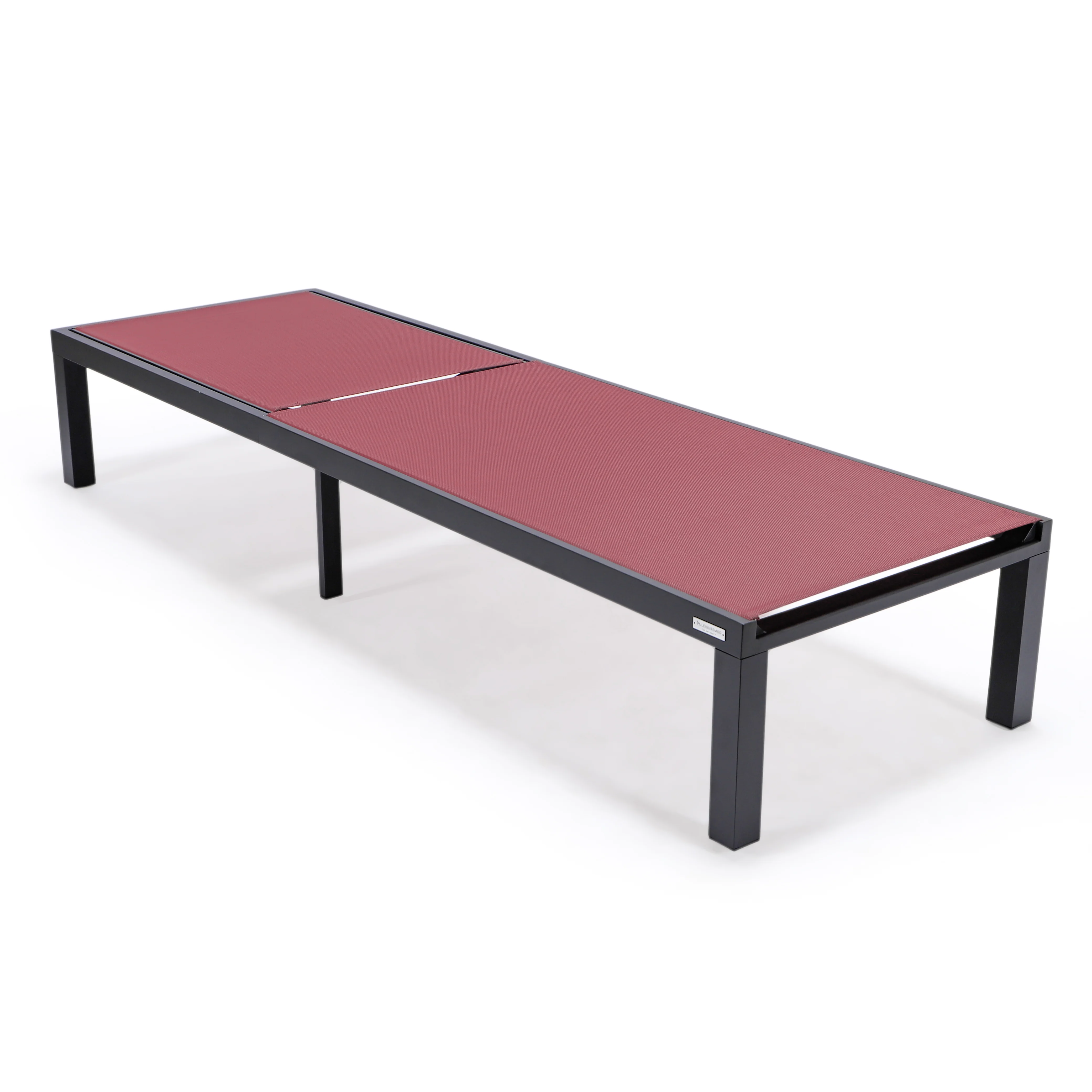 Marlin Patio Chaise Lounge Chair With Black Aluminum Frame, Set of 2 in Burgundy