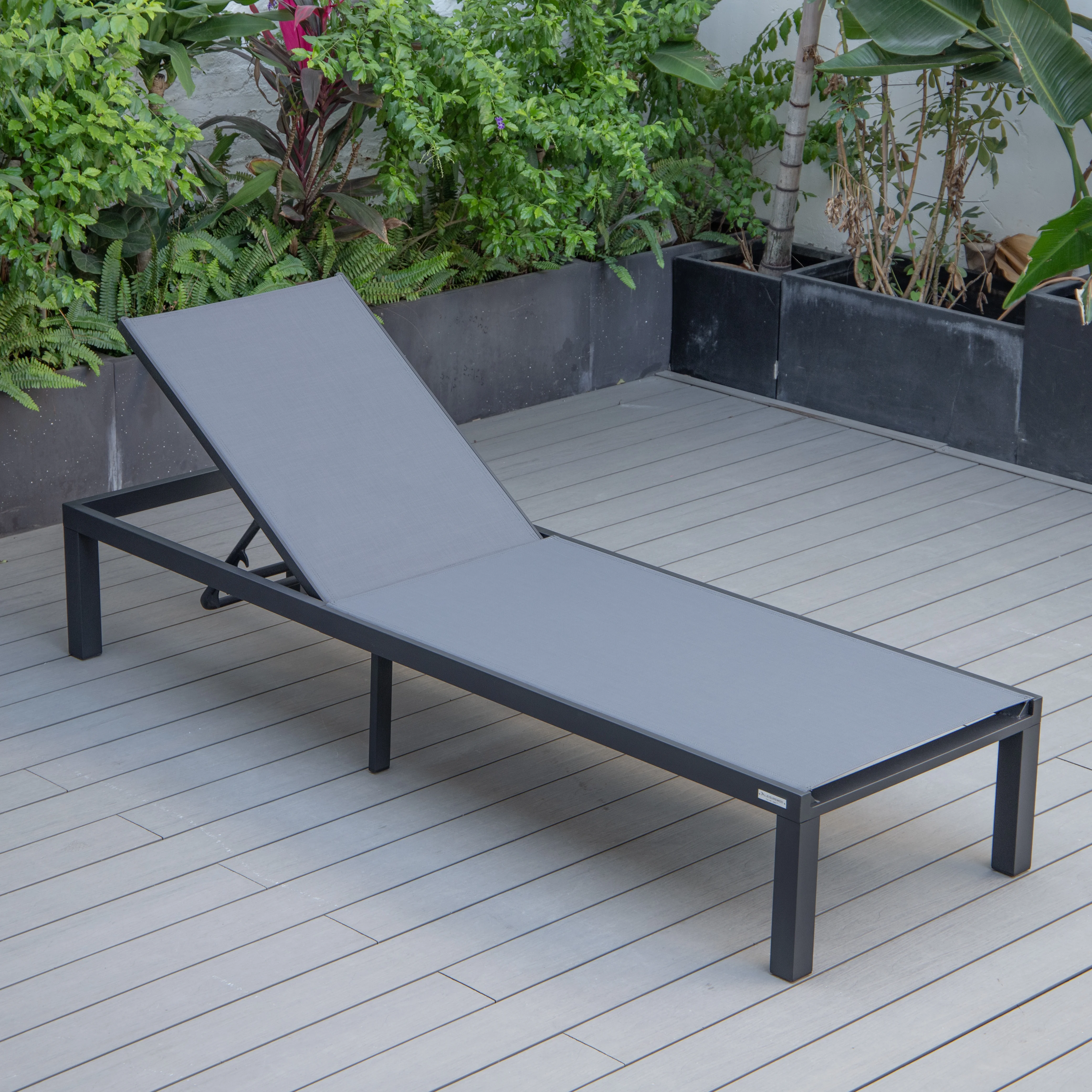 Marlin Patio Chaise Lounge Chair With Black Aluminum Frame