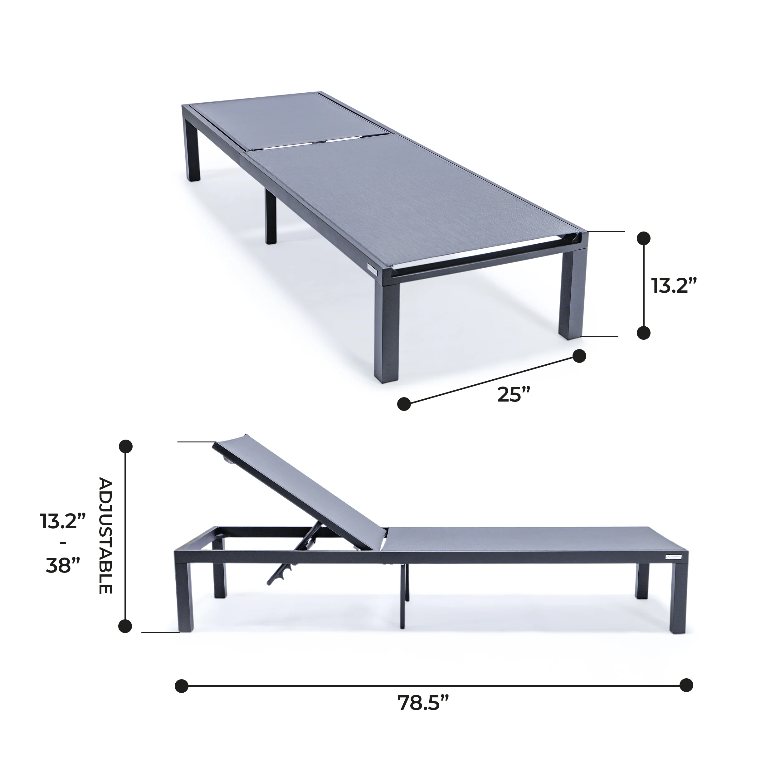 Marlin Patio Chaise Lounge Chair With Black Aluminum Frame