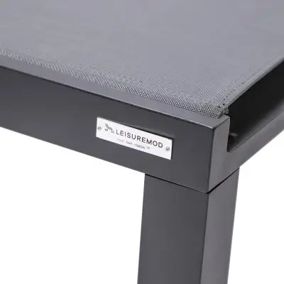 Marlin Patio Chaise Lounge Chair With Black Aluminum Frame, Set of 2 in Dark Grey