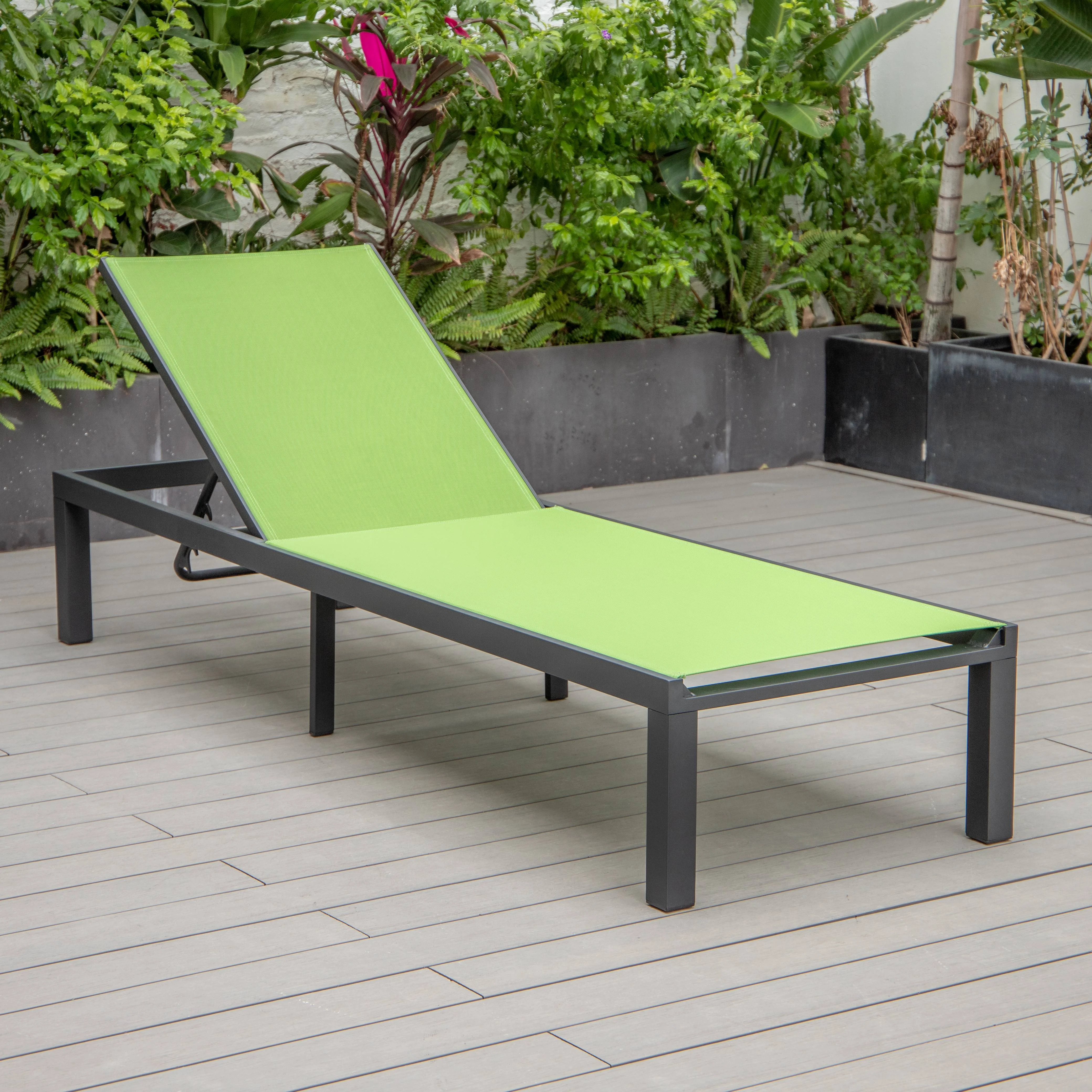 Marlin Patio Chaise Lounge Chair With Black Aluminum Frame