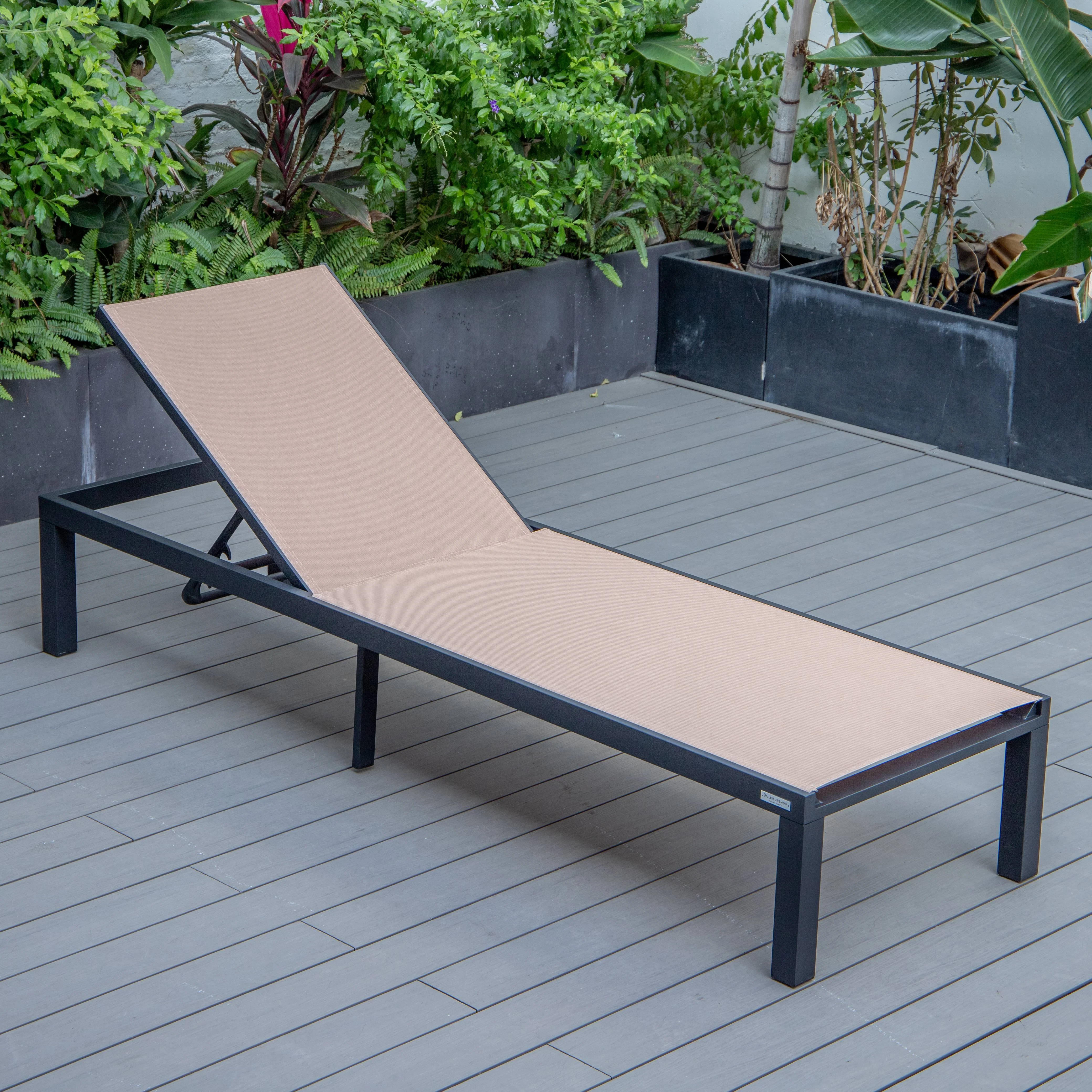 Marlin Patio Chaise Lounge Chair With Black Aluminum Frame