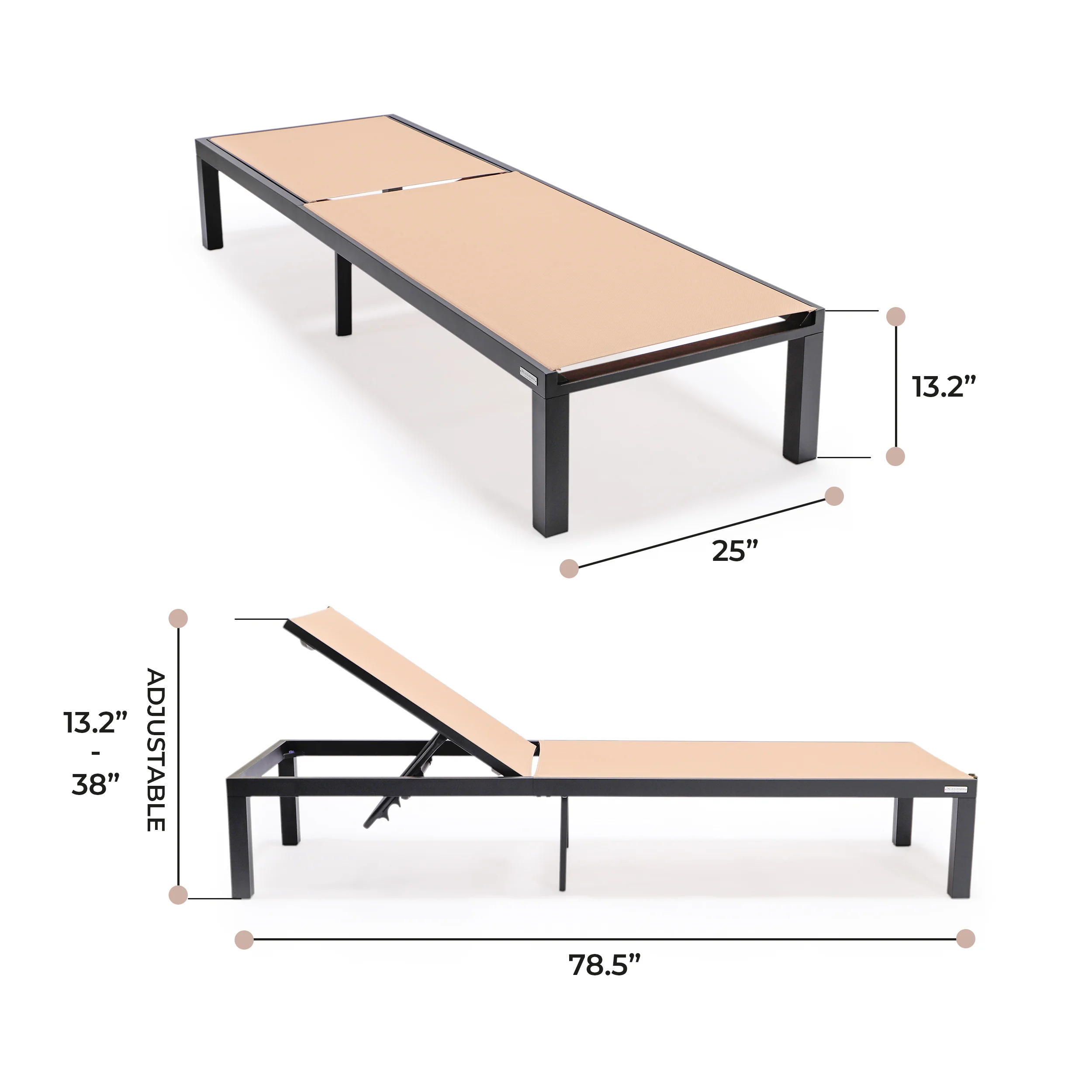 Marlin Patio Chaise Lounge Chair With Black Aluminum Frame