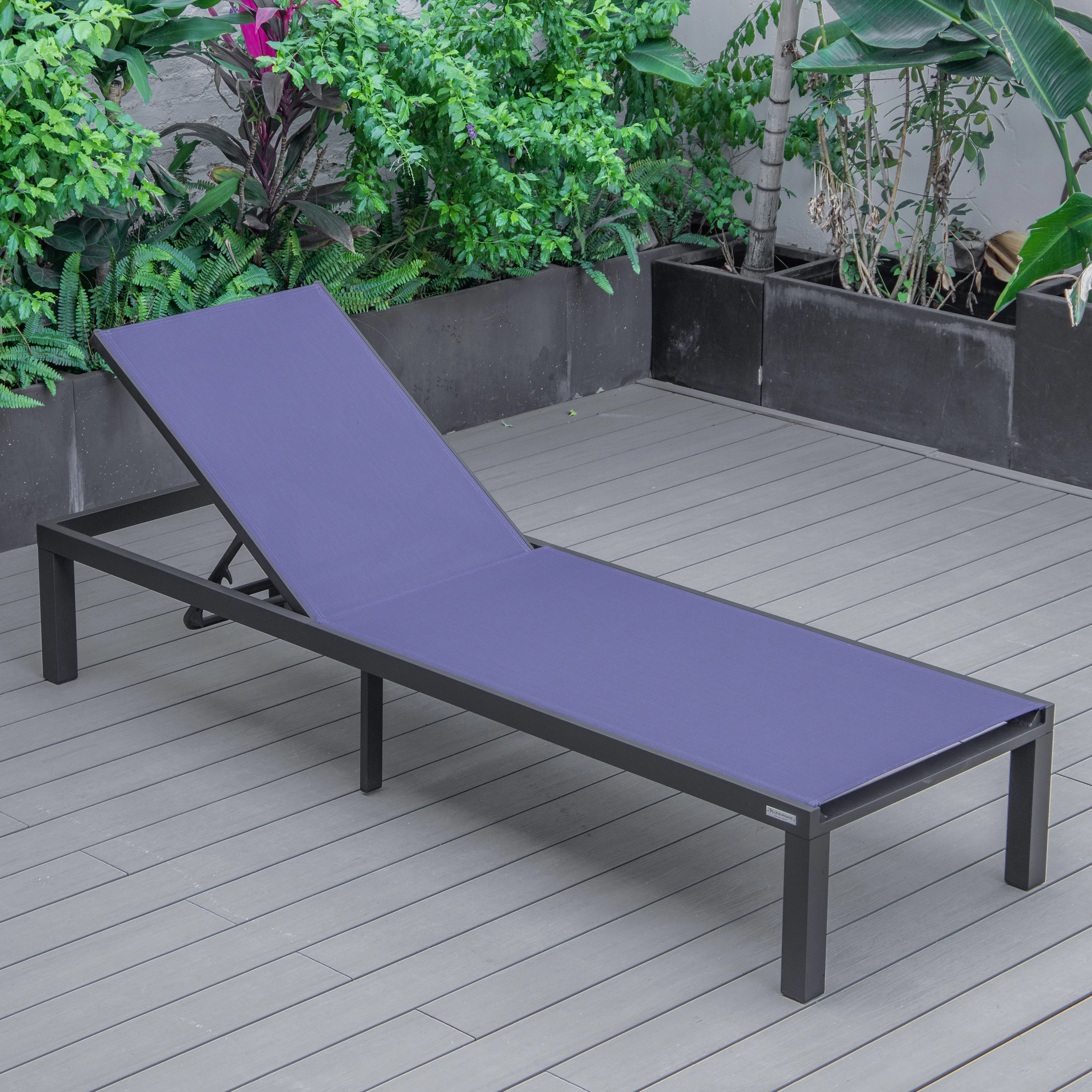 Marlin Patio Chaise Lounge Chair With Black Aluminum Frame