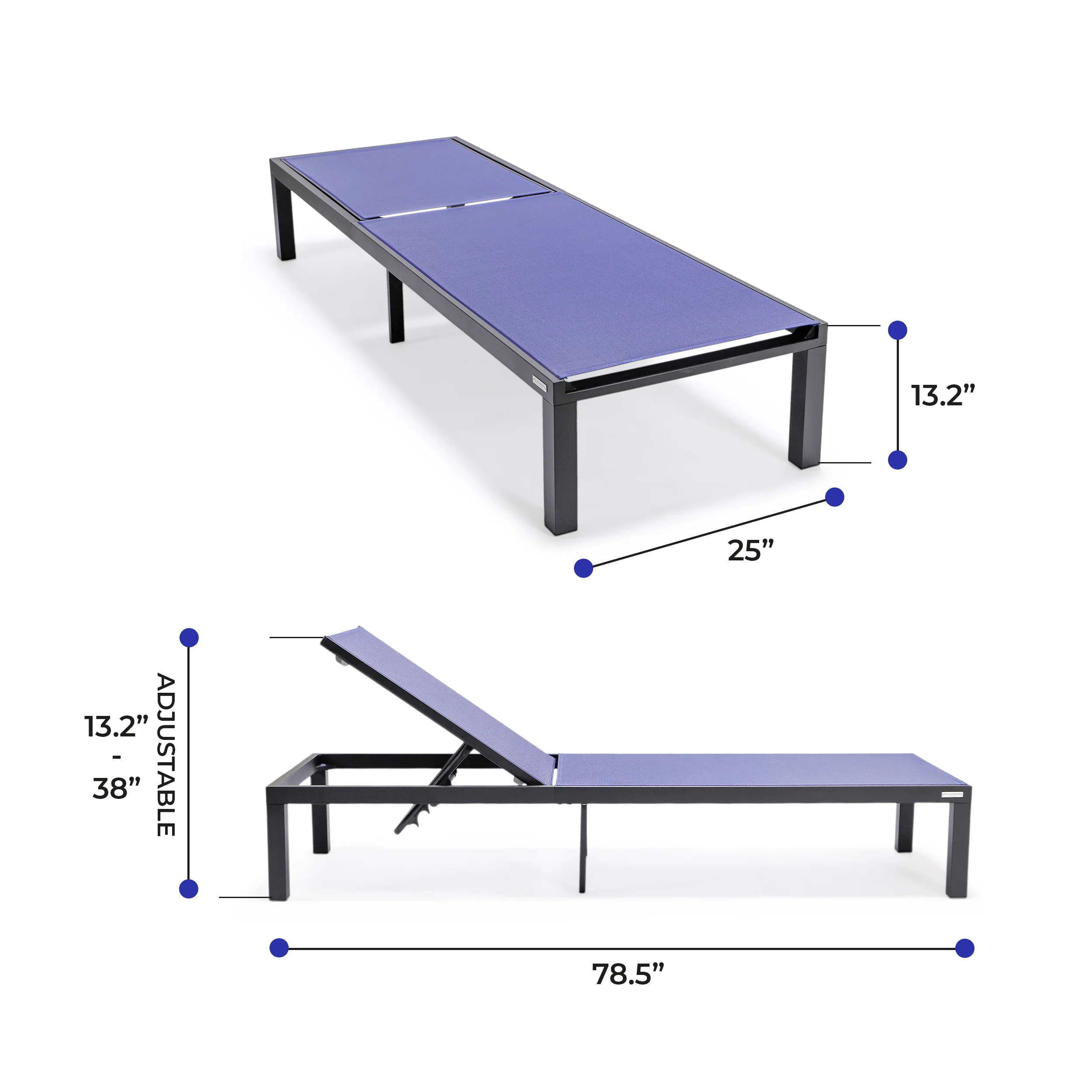 Marlin Patio Chaise Lounge Chair With Black Aluminum Frame