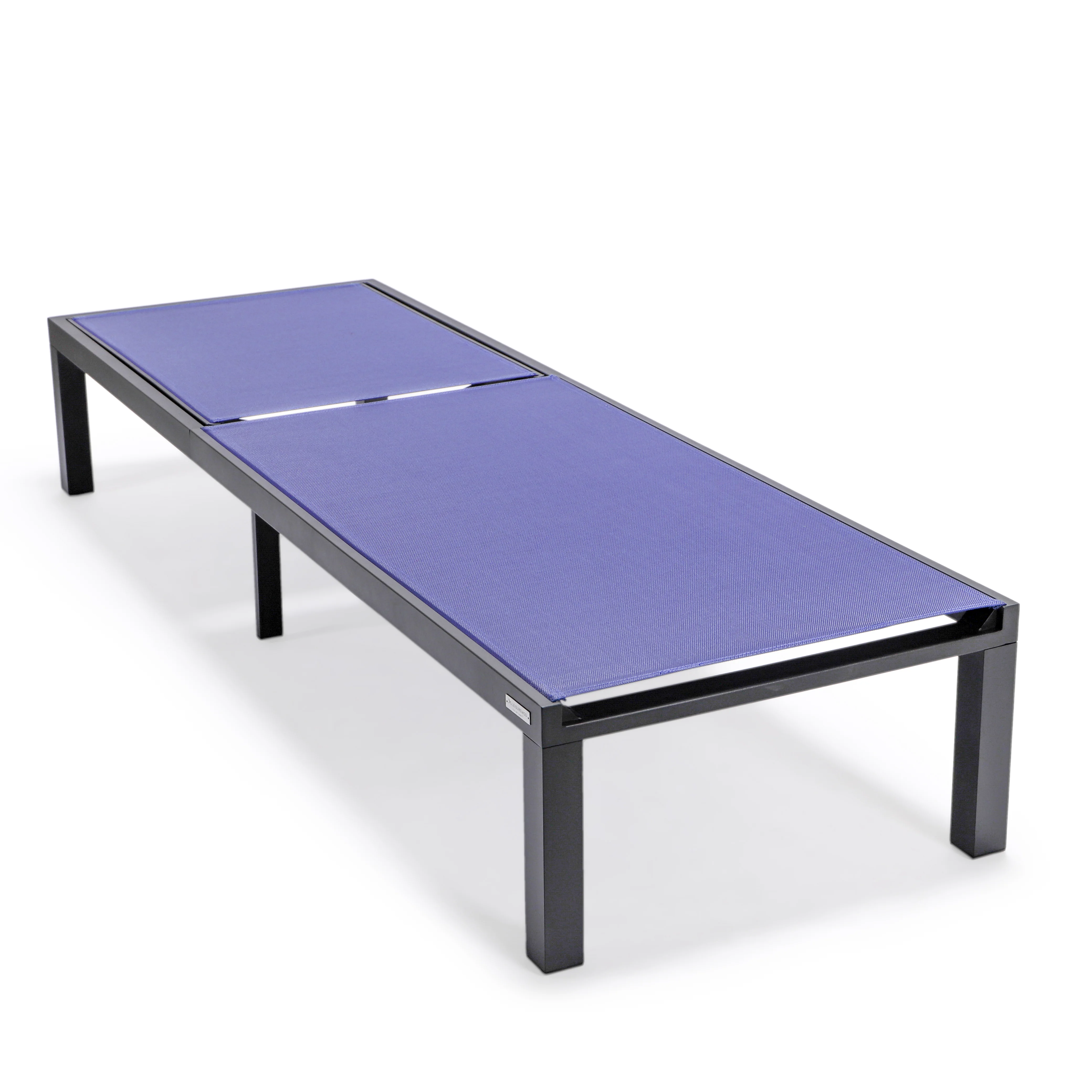 Marlin Patio Chaise Lounge Chair With Black Aluminum Frame, Set of 2 in Navy Blue