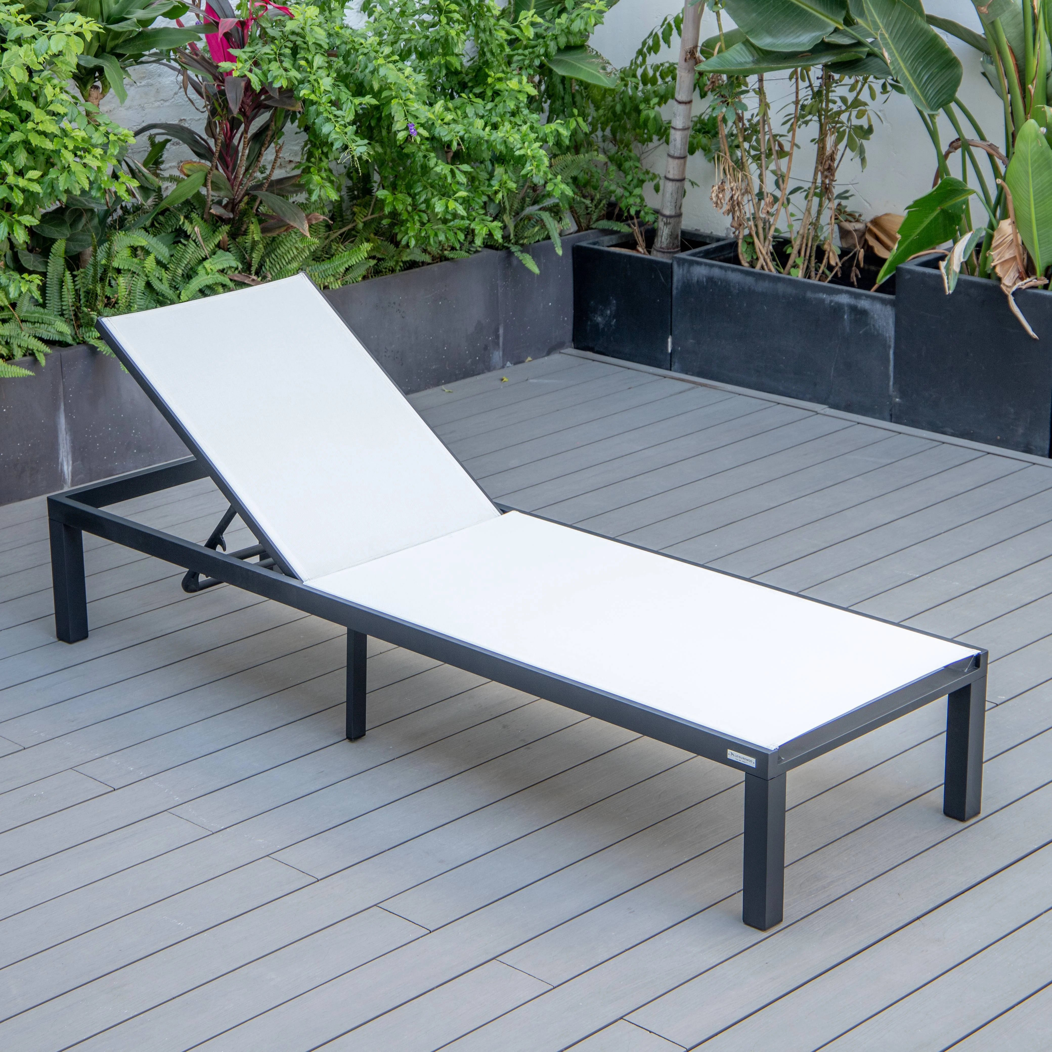 Marlin Patio Chaise Lounge Chair With Black Aluminum Frame