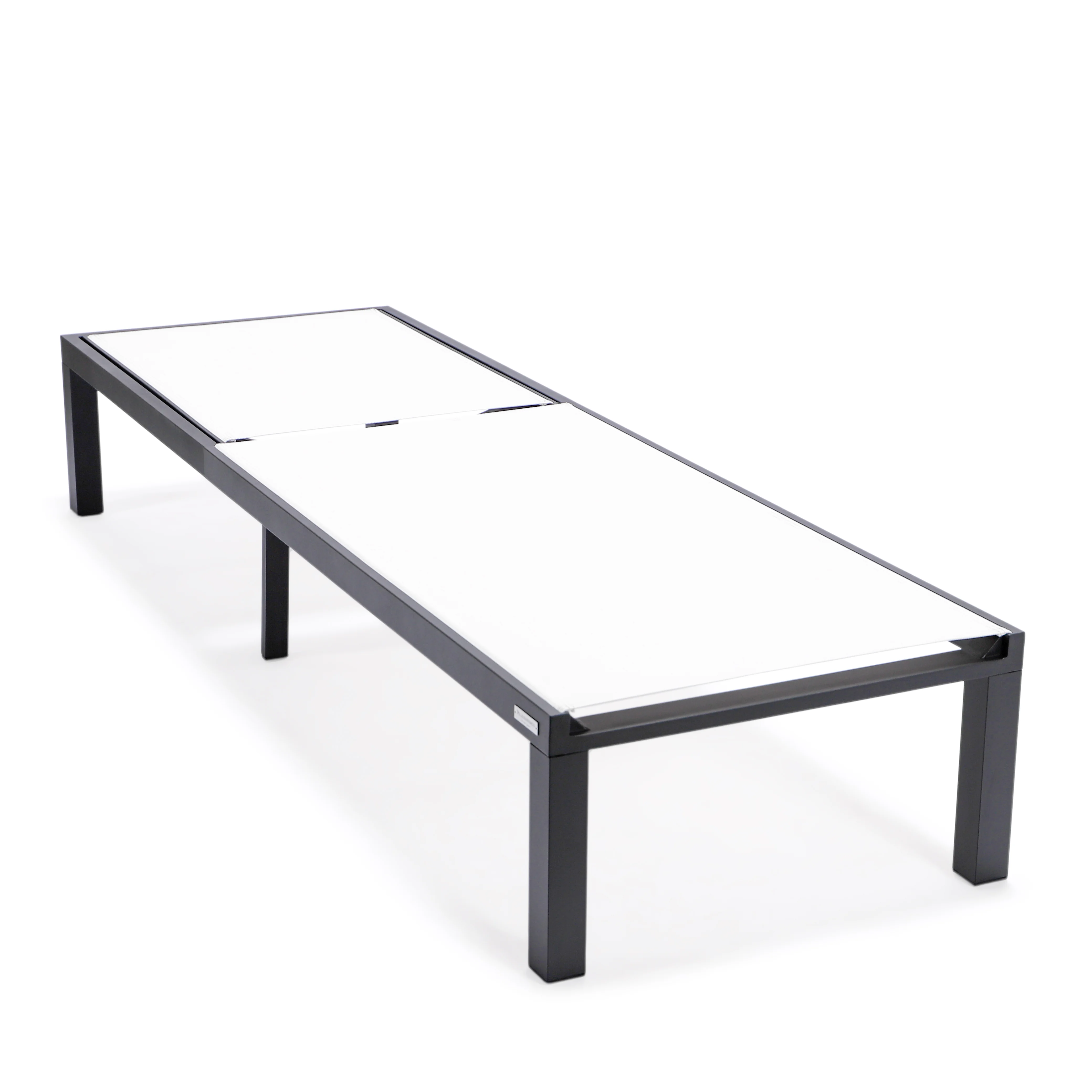 Marlin Patio Chaise Lounge Chair With Black Aluminum Frame, Set of 2 in White