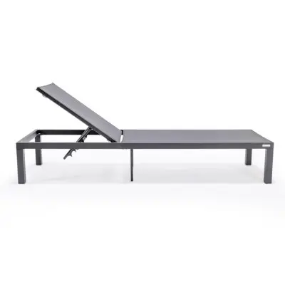 Marlin Modern Aluminum Outdoor Patio Chaise Lounge Chair Set of 2 with Square Fire Pit Side Table Perfect for Patio, Lawn, and Garden