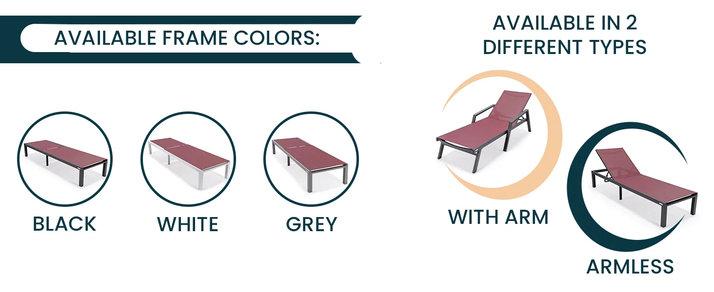 Marlin Modern Aluminum Outdoor Patio Chaise Lounge Chair Set of 2 with Square Fire Pit Side Table Perfect for Patio, Lawn, and Garden