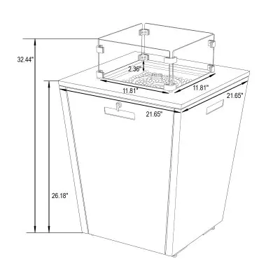 Marlin Modern Black Aluminum Outdoor Patio Chaise Lounge Chair with Square Fire Pit Side Table Perfect for Patio, Lawn, and Garden