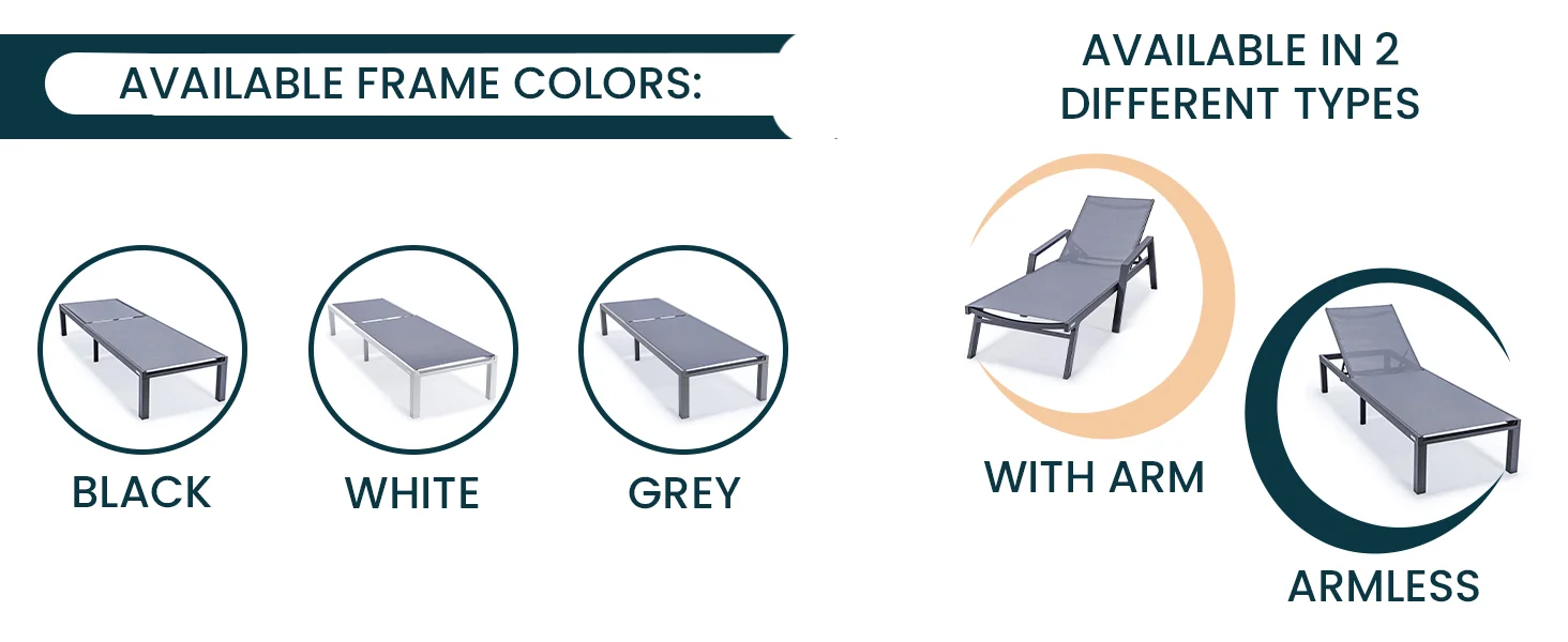 Marlin Modern Aluminum Outdoor Patio Chaise Lounge Chair Set of 2 with Square Fire Pit Side Table Perfect for Patio, Lawn, and Garden