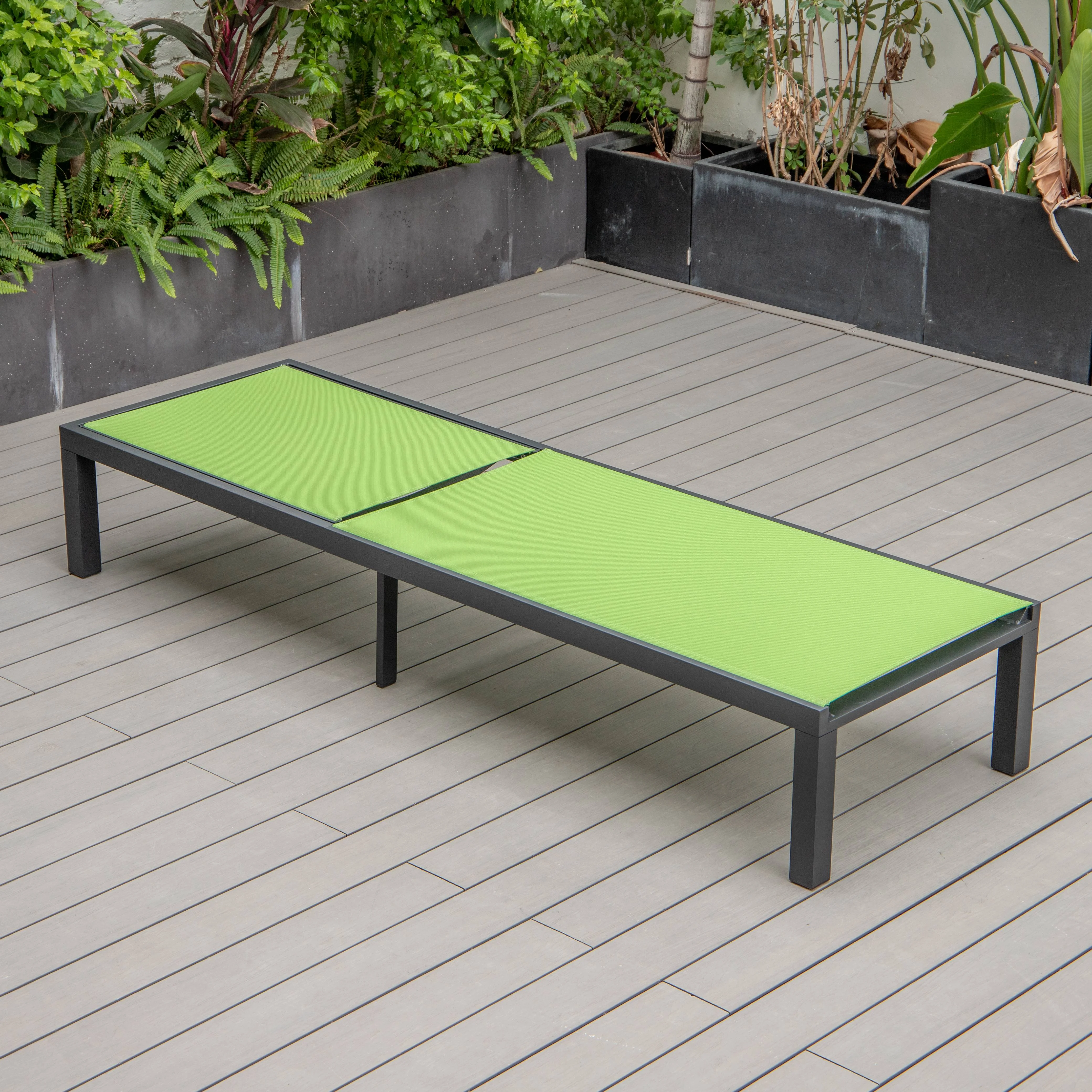 Marlin Modern Aluminum Outdoor Patio Chaise Lounge Chair Set of 2 with Square Fire Pit Side Table Perfect for Patio, Lawn, and Garden