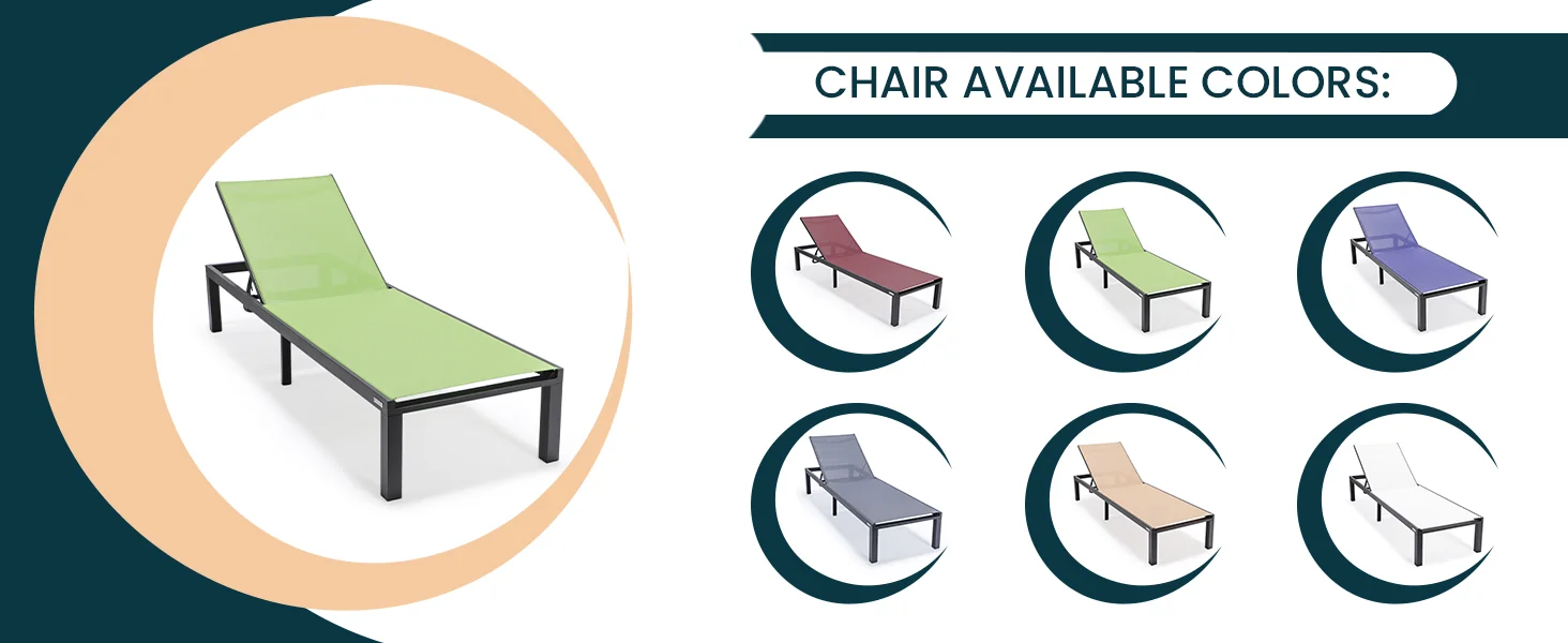 Marlin Modern Aluminum Outdoor Patio Chaise Lounge Chair Set of 2 with Square Fire Pit Side Table Perfect for Patio, Lawn, and Garden