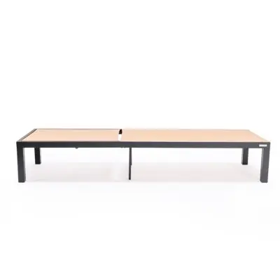 Marlin Modern Black Aluminum Outdoor Patio Chaise Lounge Chair with Square Fire Pit Side Table Perfect for Patio, Lawn, and Garden