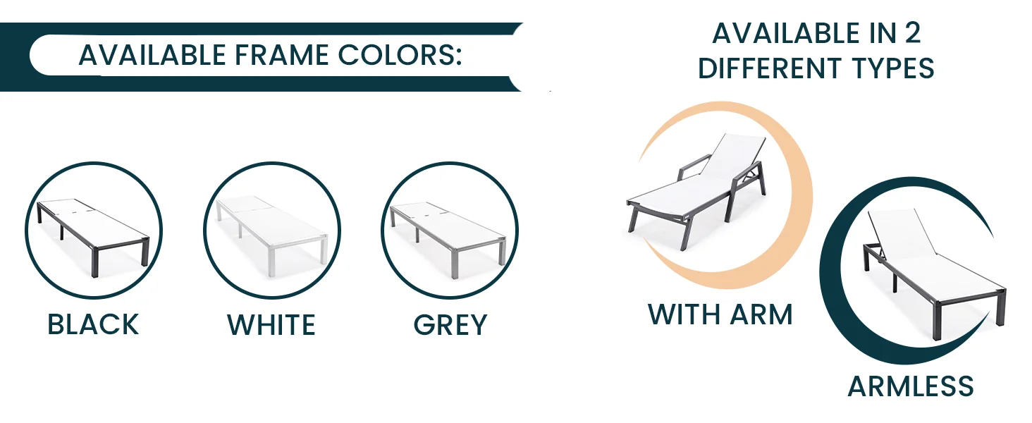 Marlin Modern Aluminum Outdoor Patio Chaise Lounge Chair Set of 2 with Square Fire Pit Side Table Perfect for Patio, Lawn, and Garden