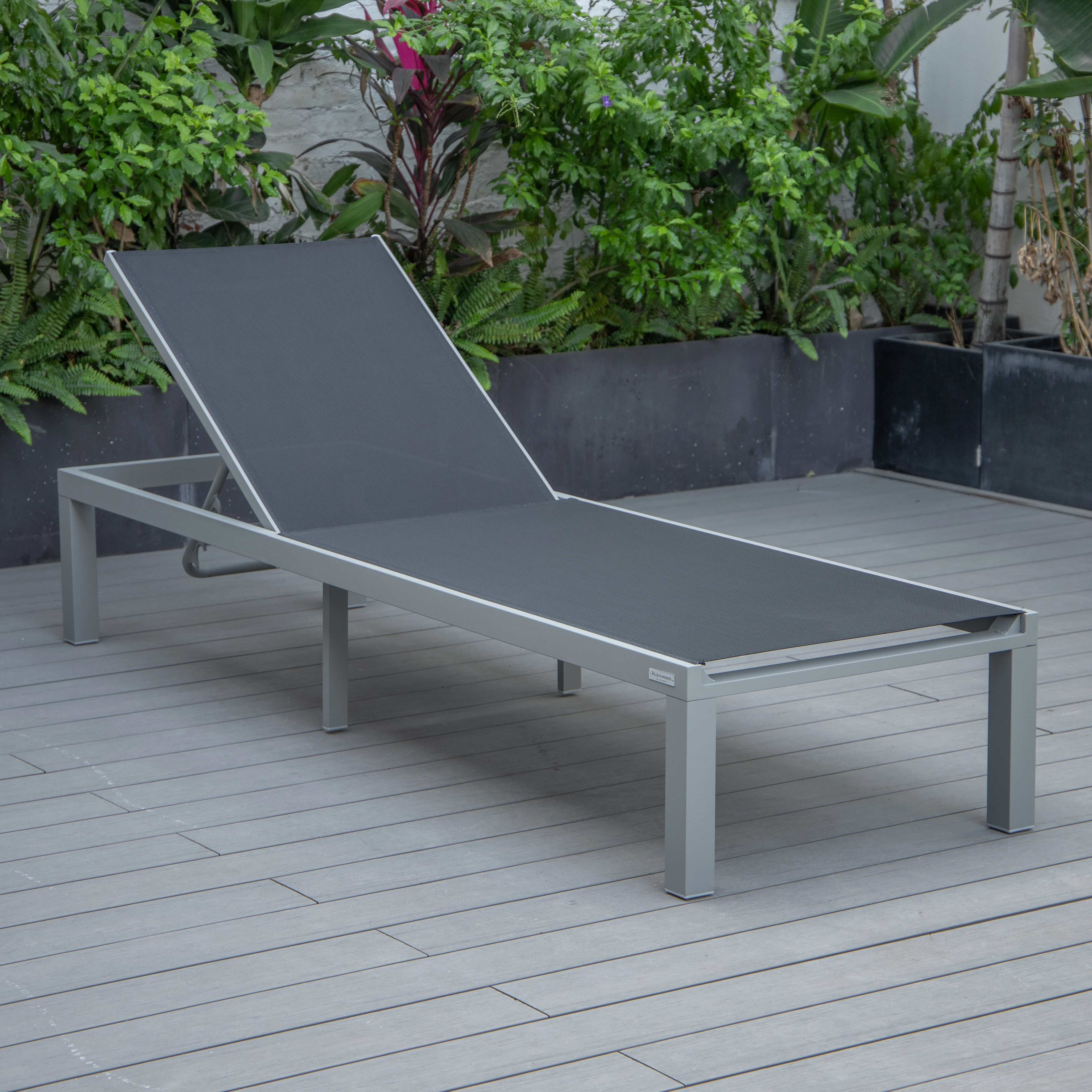 Marlin Patio Chaise Lounge Chair With Grey Aluminum Frame