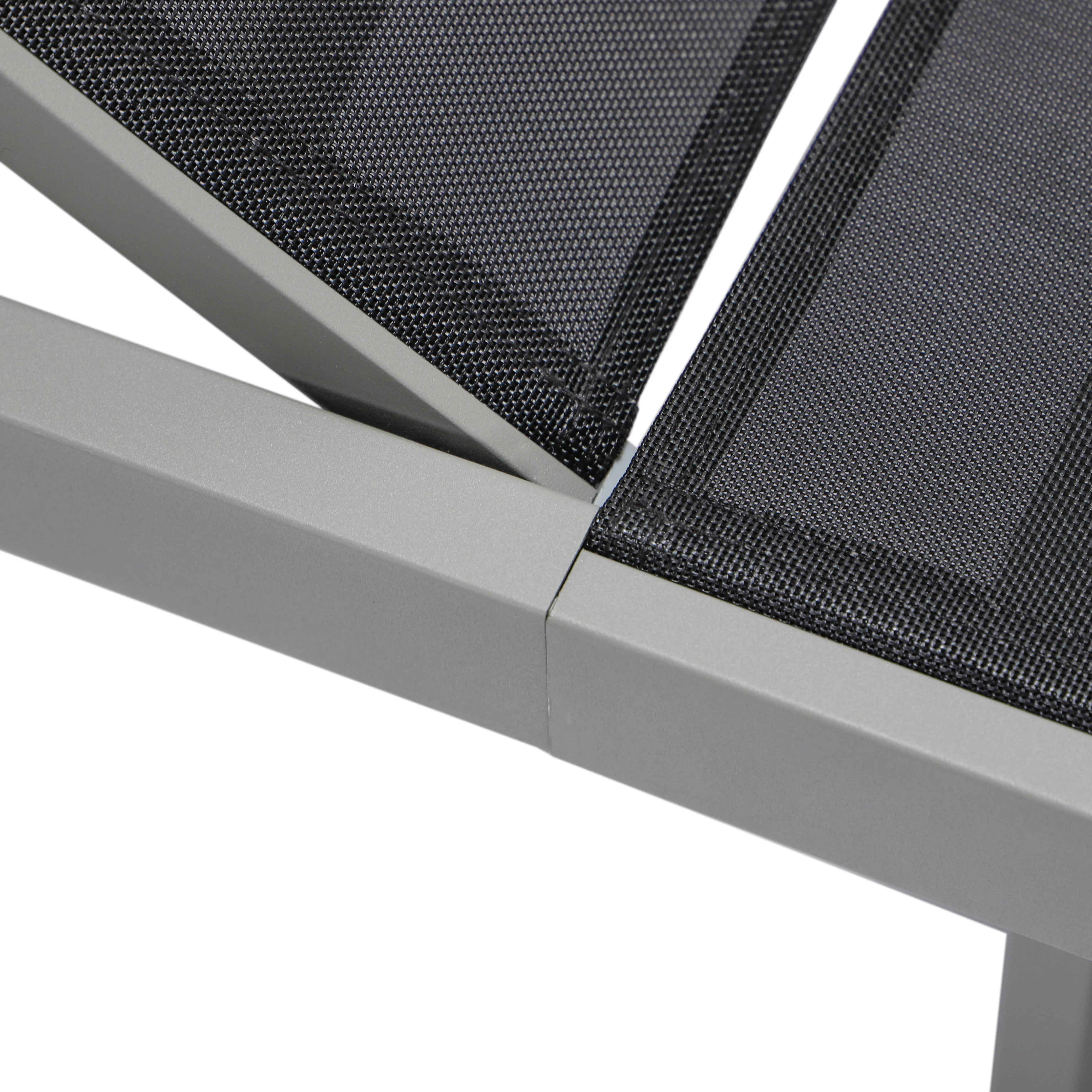 Marlin Patio Chaise Lounge Chair With Grey Aluminum Frame, Set of 2 in Black