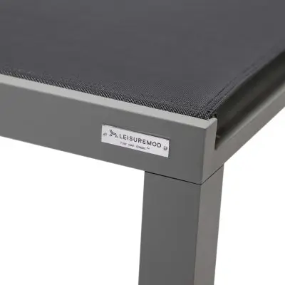 Marlin Patio Chaise Lounge Chair With Grey Aluminum Frame, Set of 2 in Black