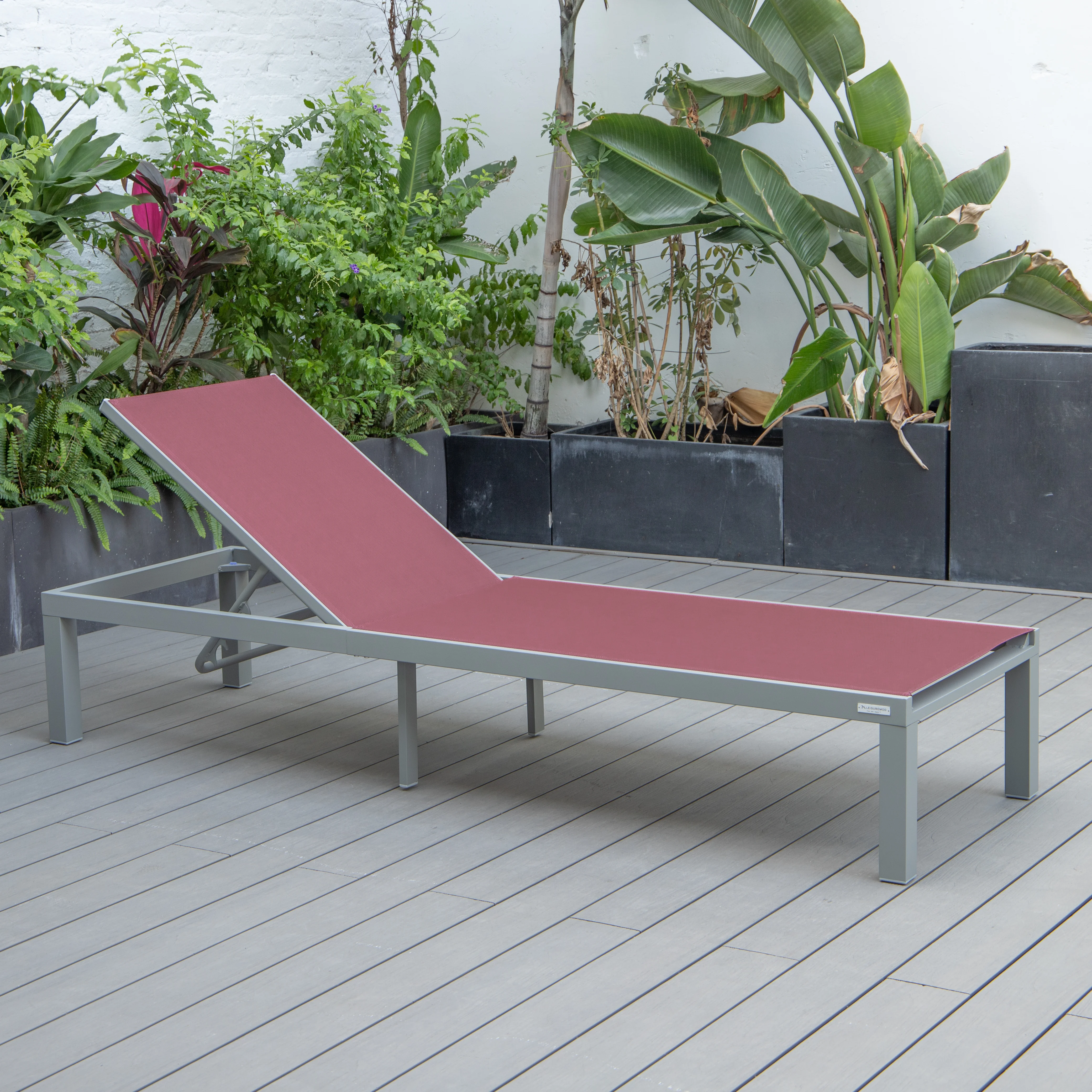 Marlin Patio Chaise Lounge Chair With Grey Aluminum Frame