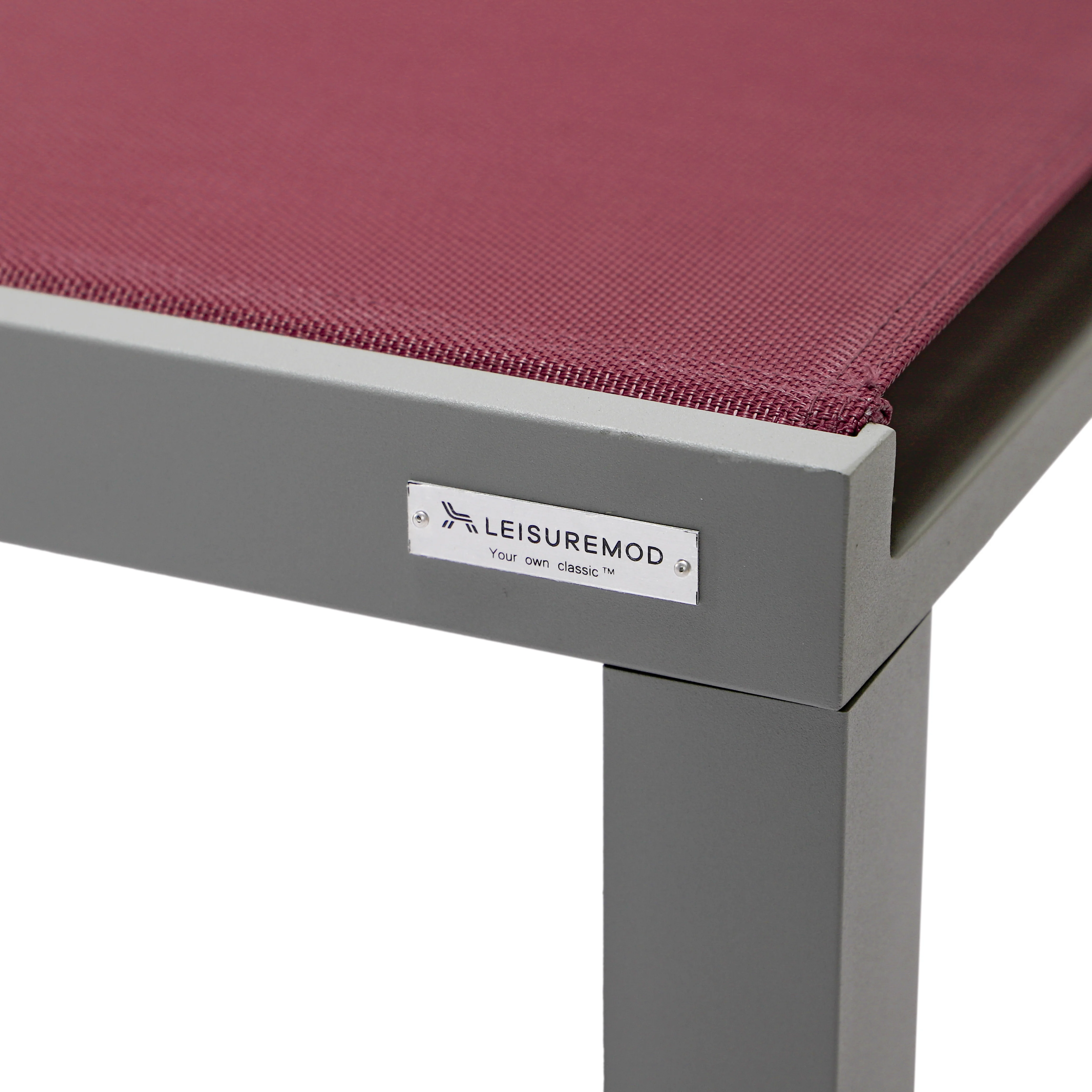 Marlin Patio Chaise Lounge Chair With Grey Aluminum Frame, Set of 2 in Burgundy