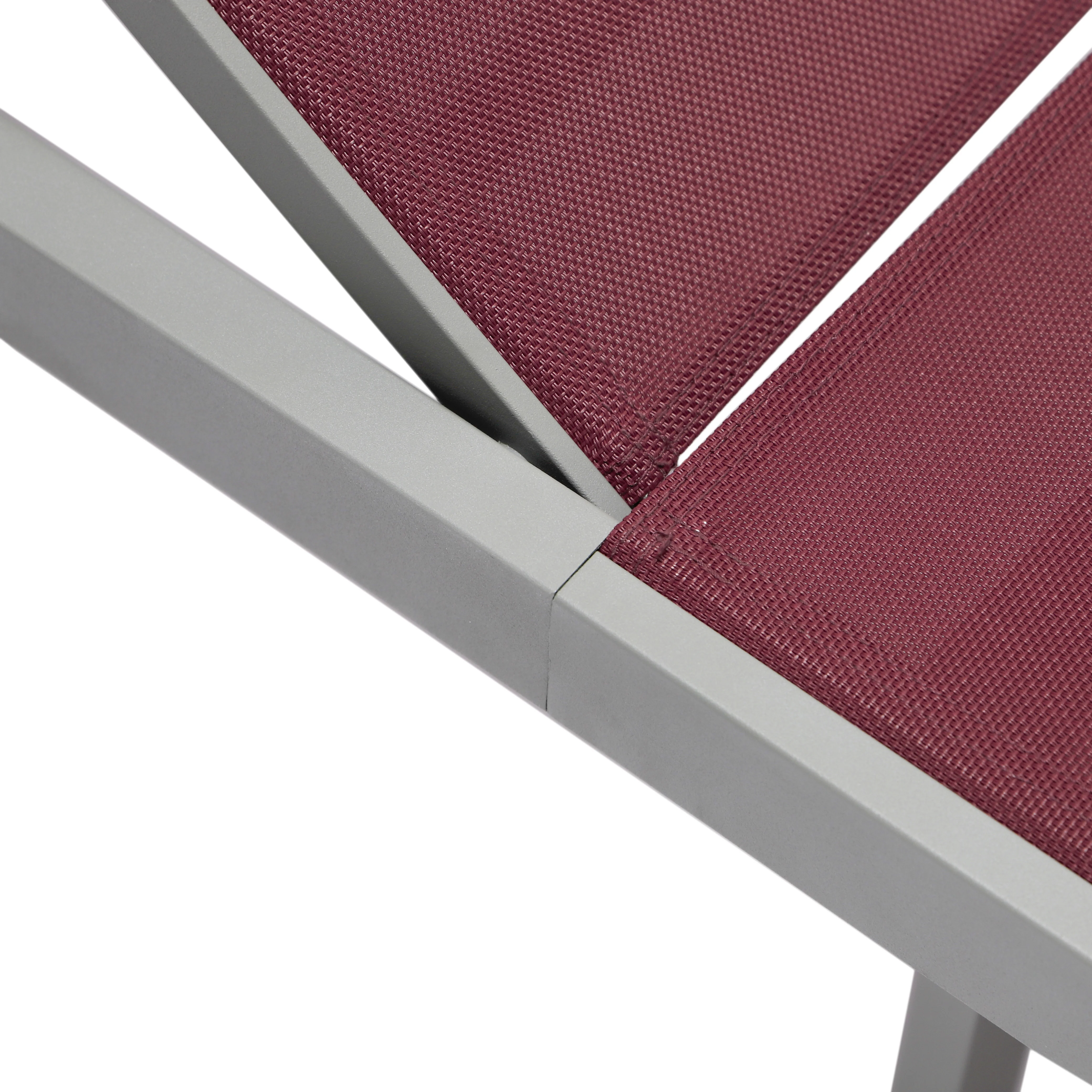 Marlin Patio Chaise Lounge Chair With Grey Aluminum Frame, Set of 2 in Burgundy