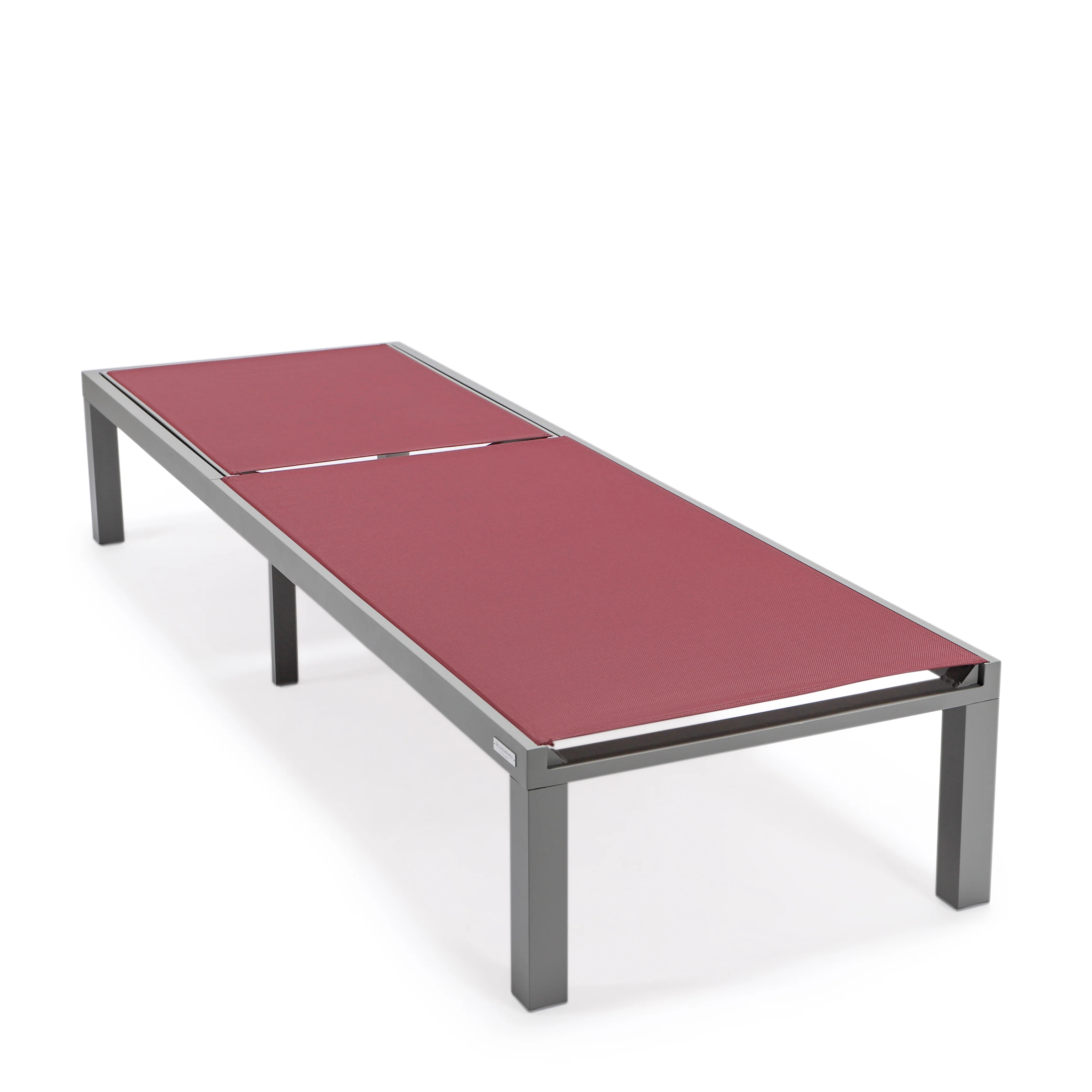 Marlin Patio Chaise Lounge Chair With Grey Aluminum Frame, Set of 2 in Burgundy