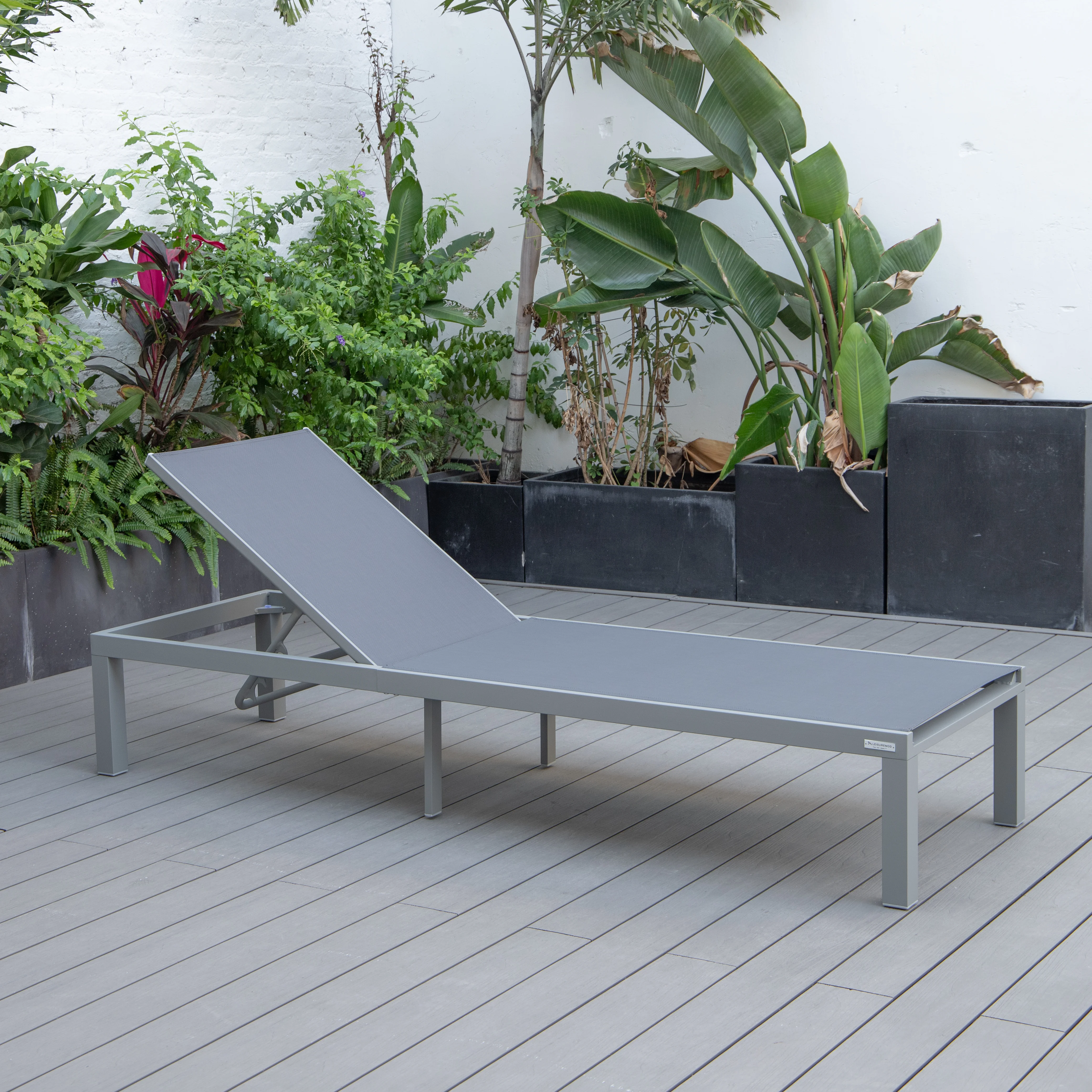 Marlin Patio Chaise Lounge Chair With Grey Aluminum Frame