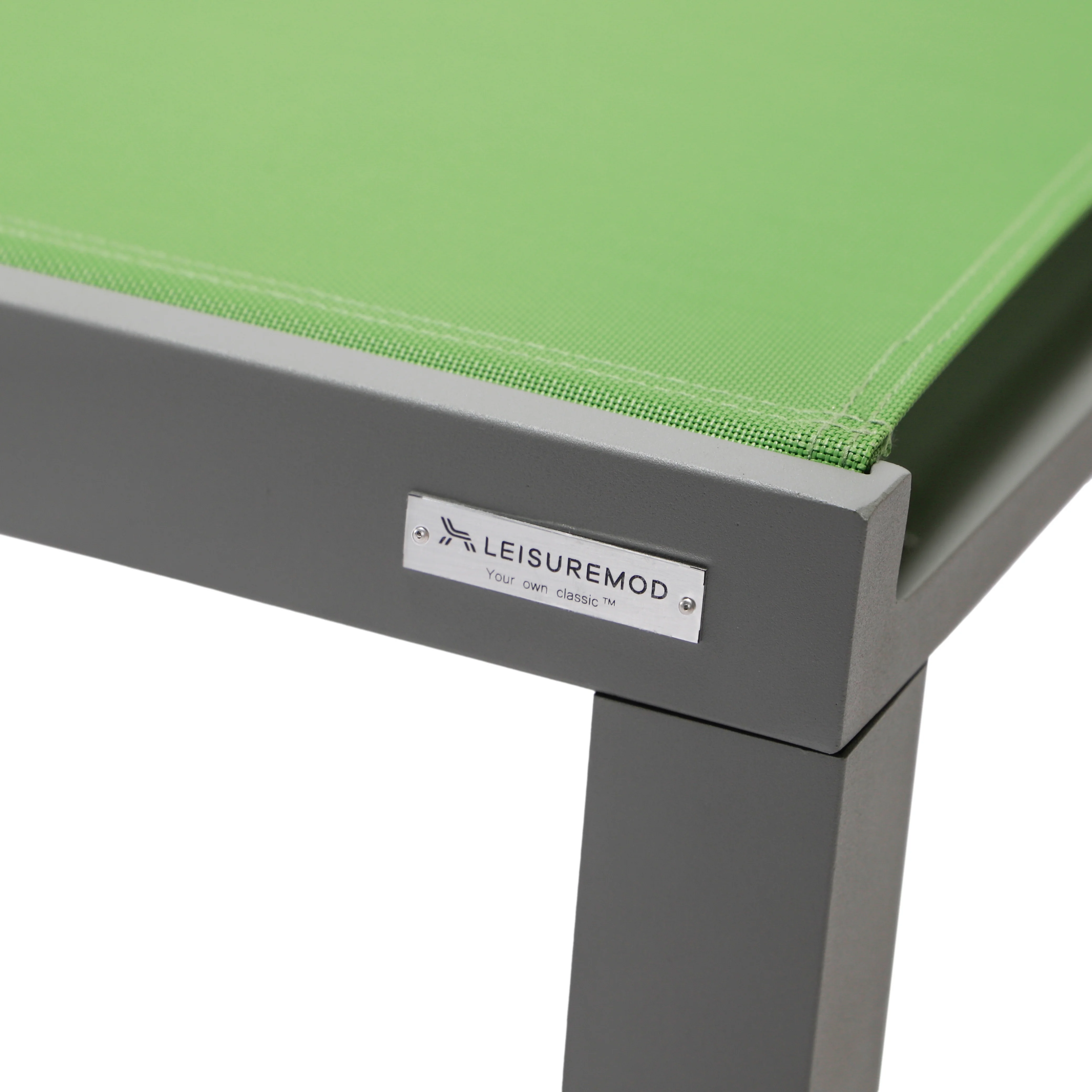 Marlin Patio Chaise Lounge Chair With Grey Aluminum Frame, Set of 2 in Green