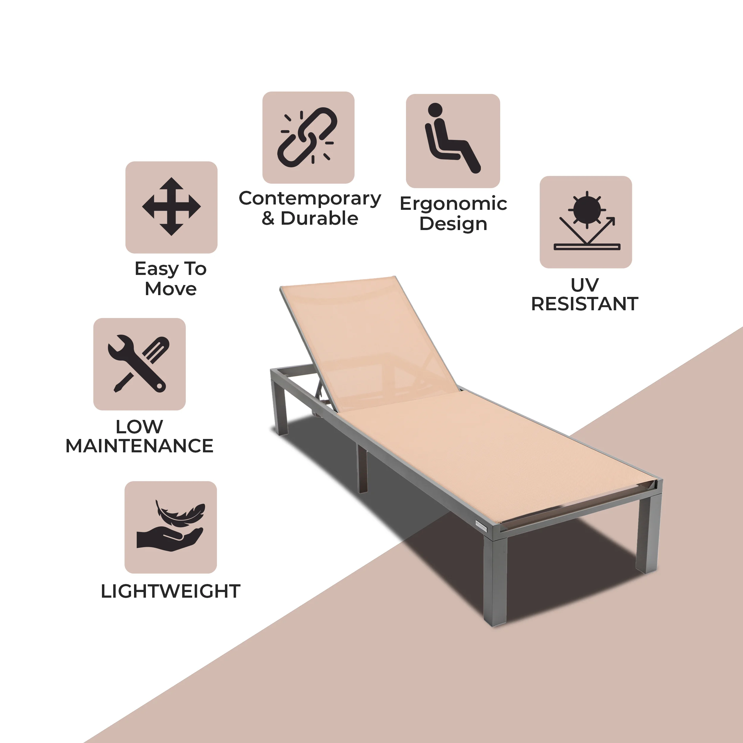 Marlin Patio Chaise Lounge Chair With Grey Aluminum Frame