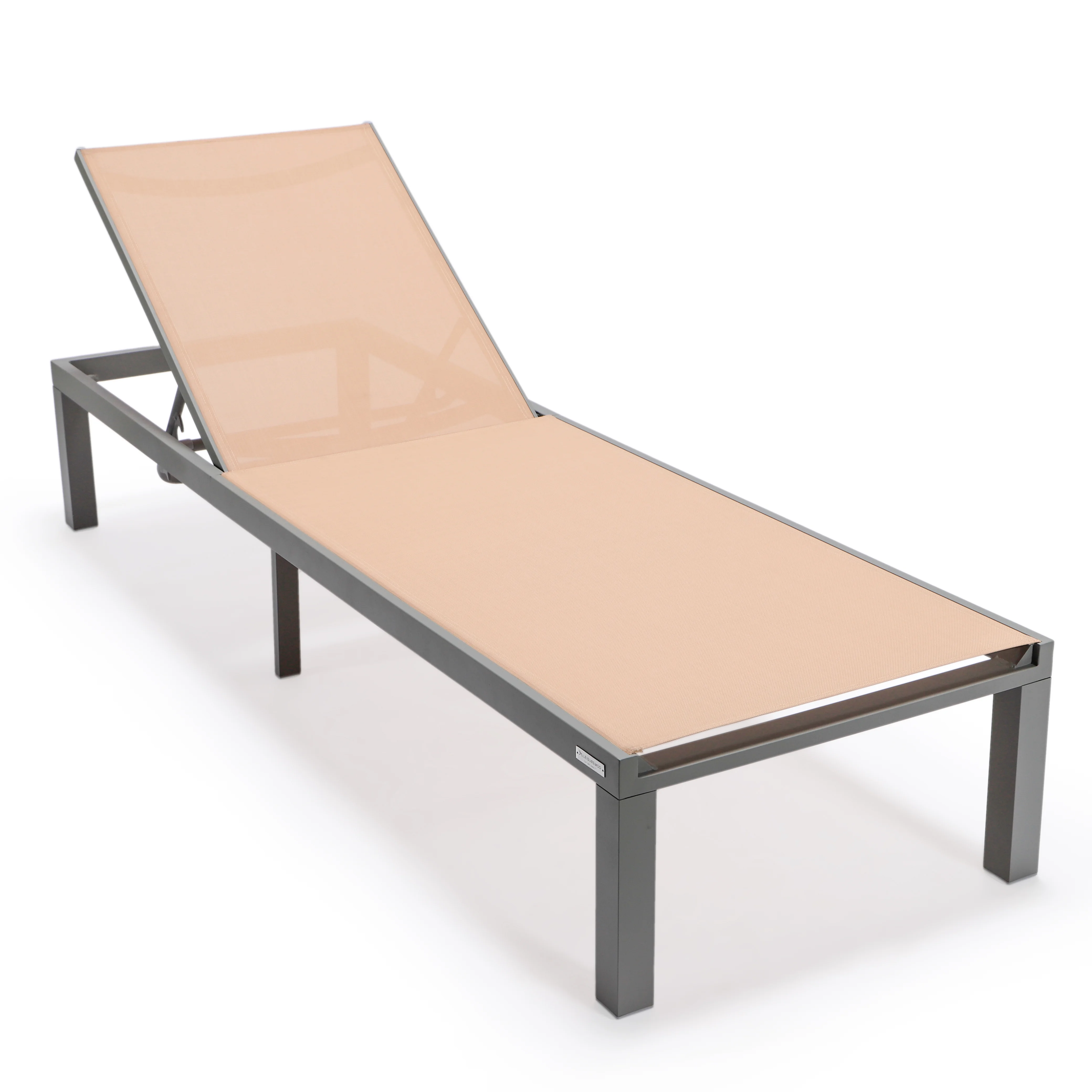 Marlin Patio Chaise Lounge Chair With Grey Aluminum Frame, Set of 2 in Light Brown