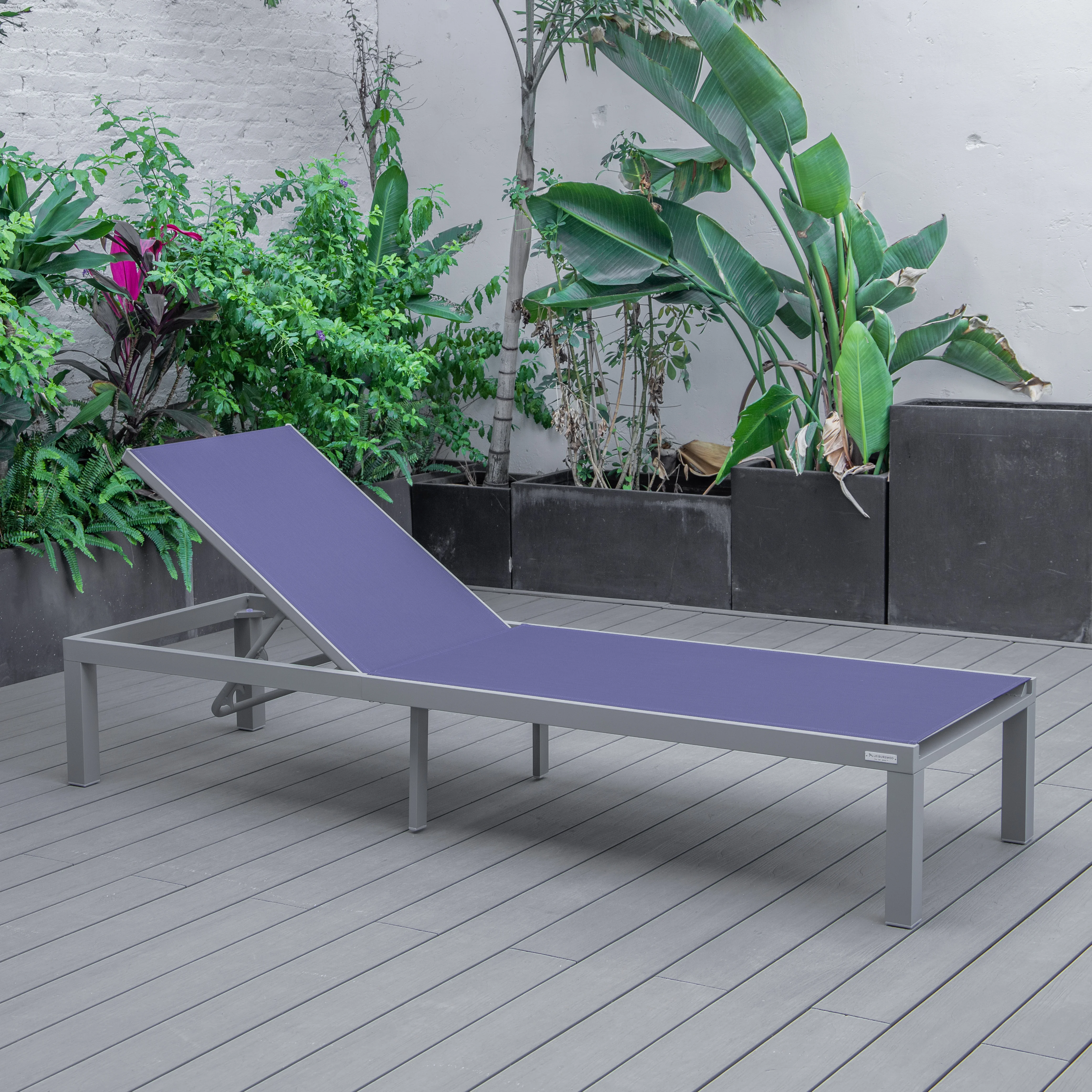 Marlin Patio Chaise Lounge Chair With Grey Aluminum Frame