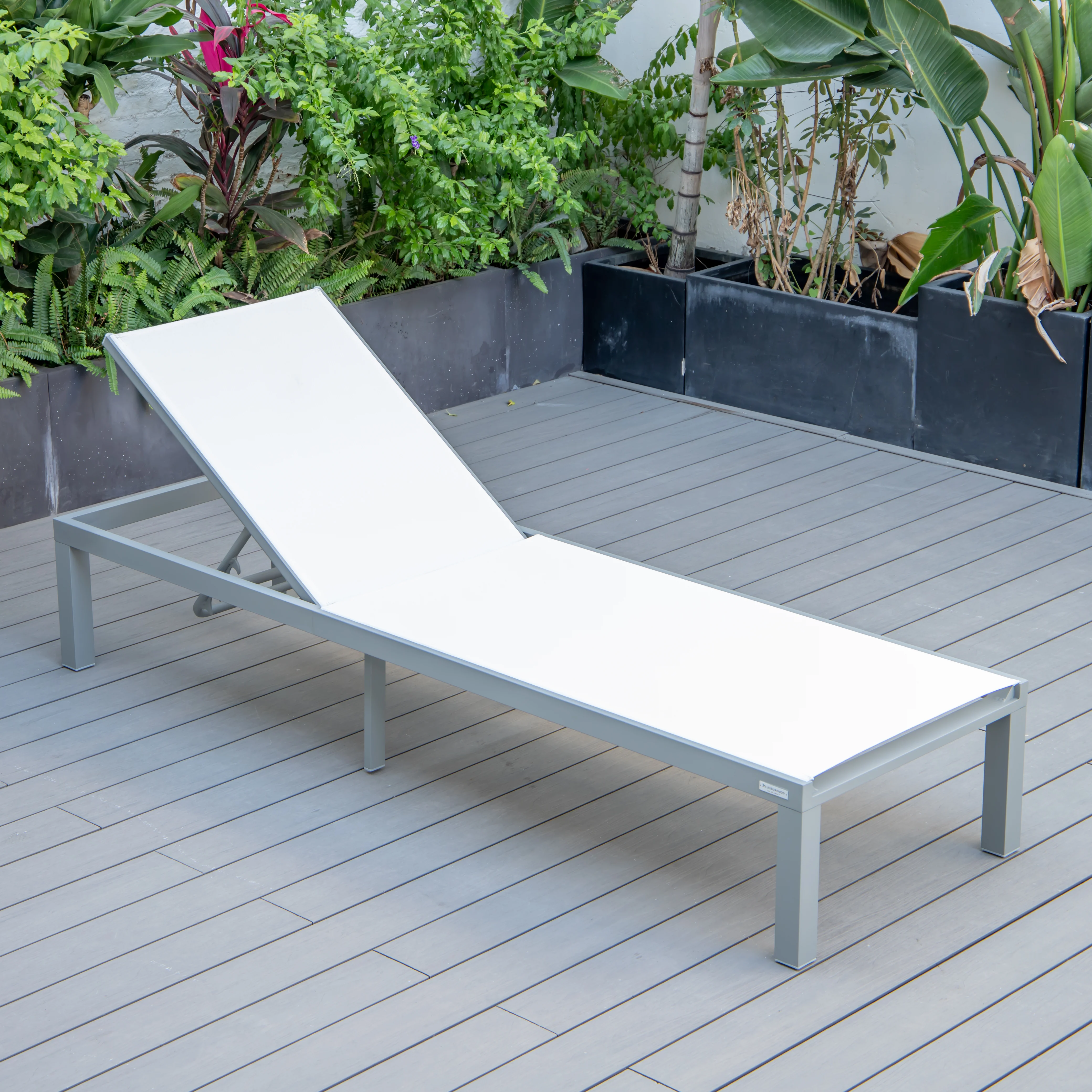 Marlin Patio Chaise Lounge Chair With Grey Aluminum Frame