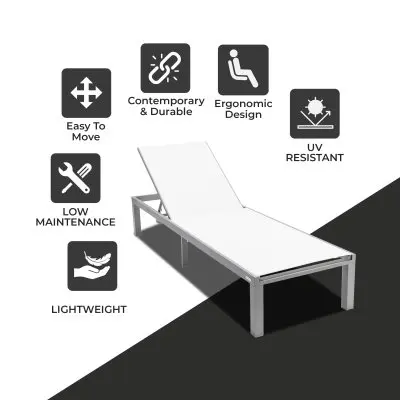 Marlin Patio Chaise Lounge Chair With Grey Aluminum Frame