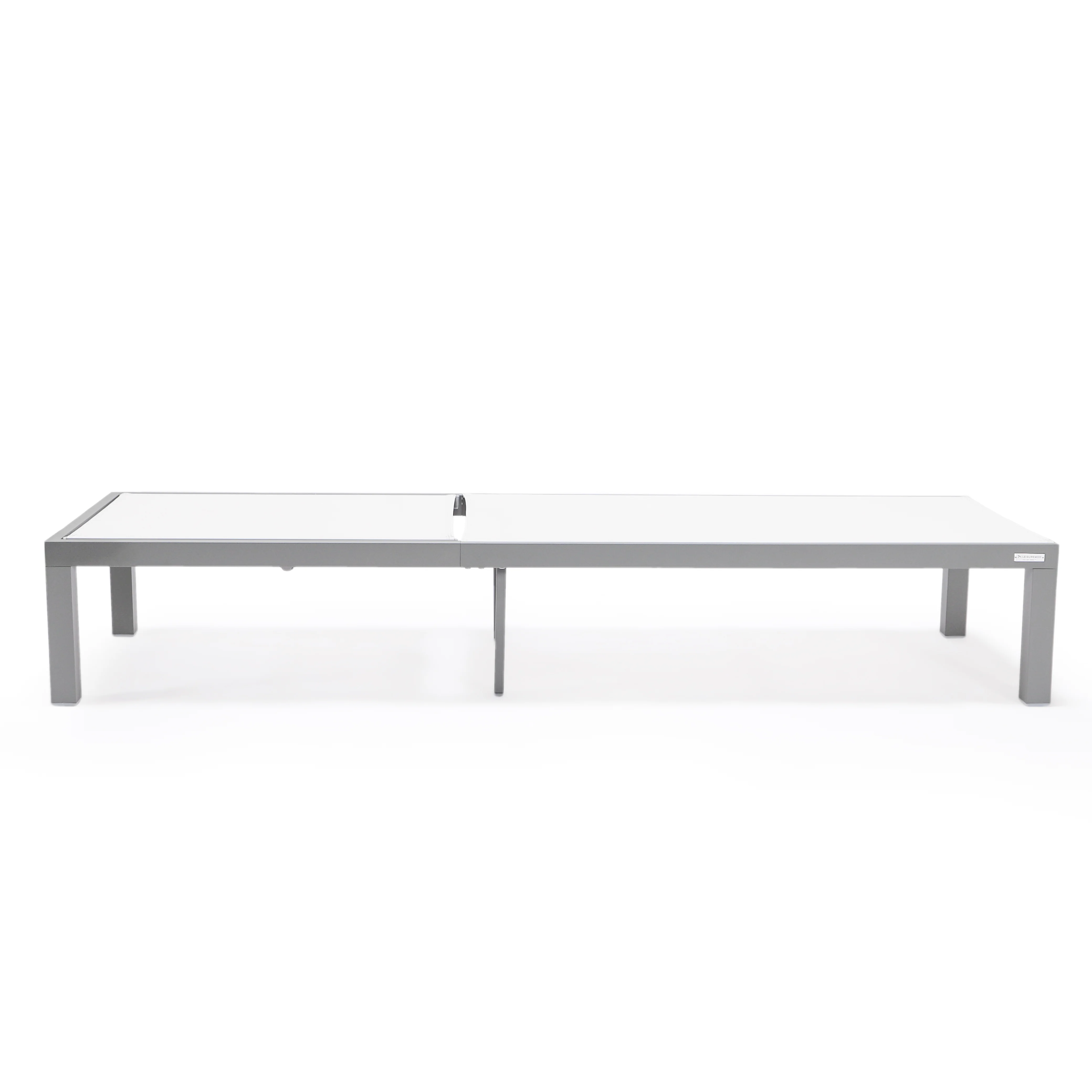 Marlin Patio Chaise Lounge Chair With Grey Aluminum Frame, Set of 2 in White