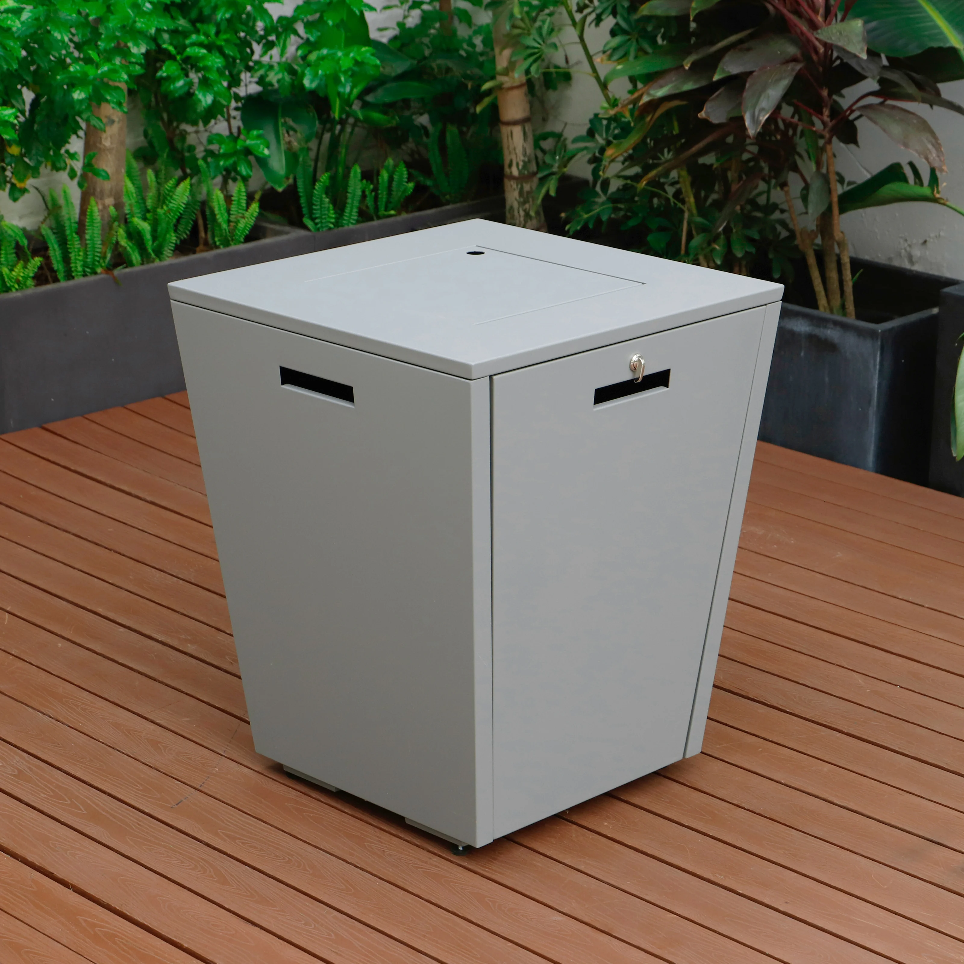 Marlin Modern Aluminum Outdoor Patio Chaise Lounge Chair Set of 2 with Square Fire Pit Side Table Perfect for Patio, Lawn, and Garden